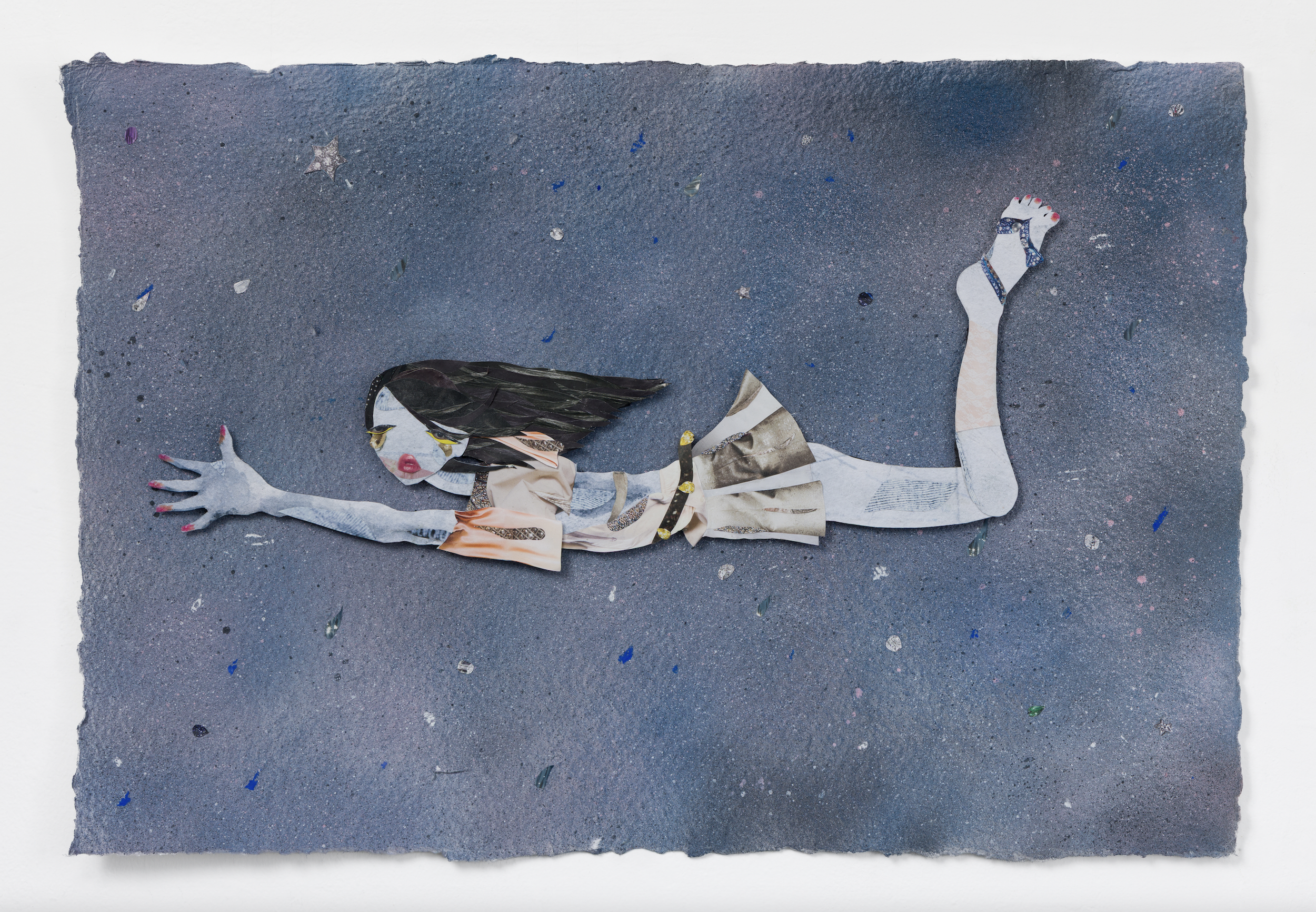 "Bound2U" 2026
Cut paper, ink, spray paint, oil pastel on paper
19 x 12 inches (48 x 30.5 cm)