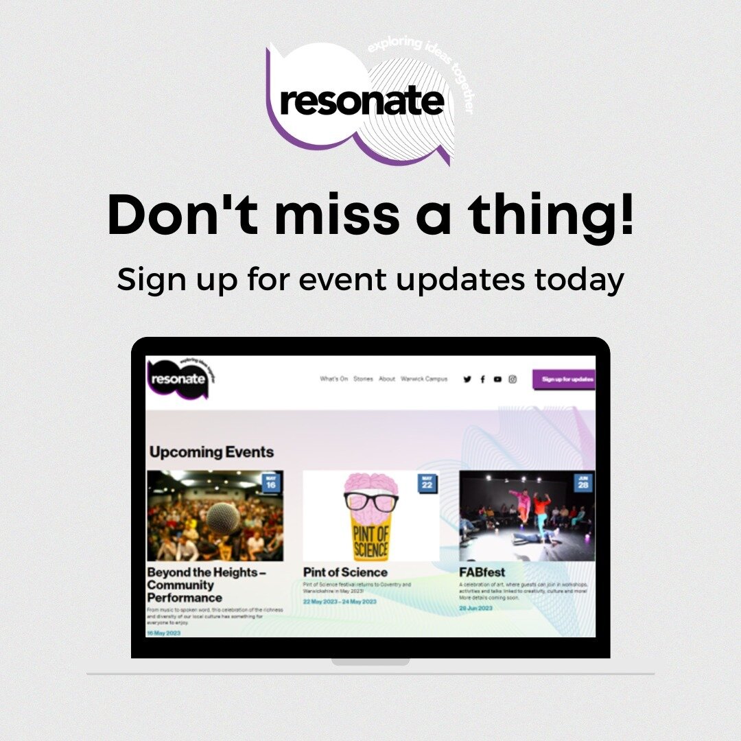 Don't miss out on the great free events we hold each year. 

Join our mailing list and then you won&rsquo;t. 😊

You can find the sign up link at the top of our website - link in bio.

-

#WarwickResonate #coventry #warwickshire #CoventryRocks #leami