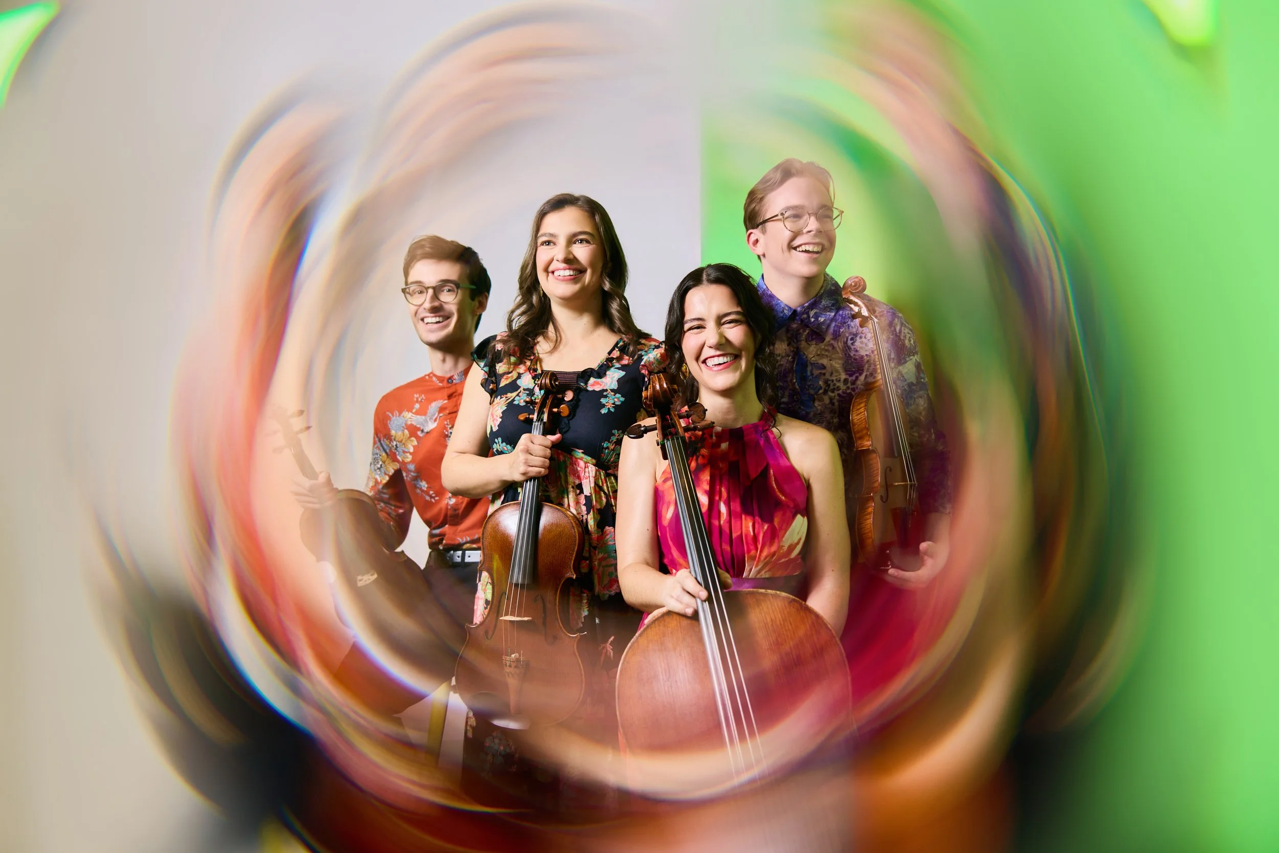 CLICK TO DOWNLOAD left to right: Giancarlo Latta, violin; Maren Rothfritz, viola; Drake Driscoll, cello; Sam Parrini, violin
Photo: Titilayo Ayangade