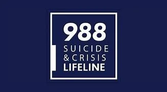 Lifeline graphic with the number 988 for suicide and crisis assistance in white text on a dark blue background.