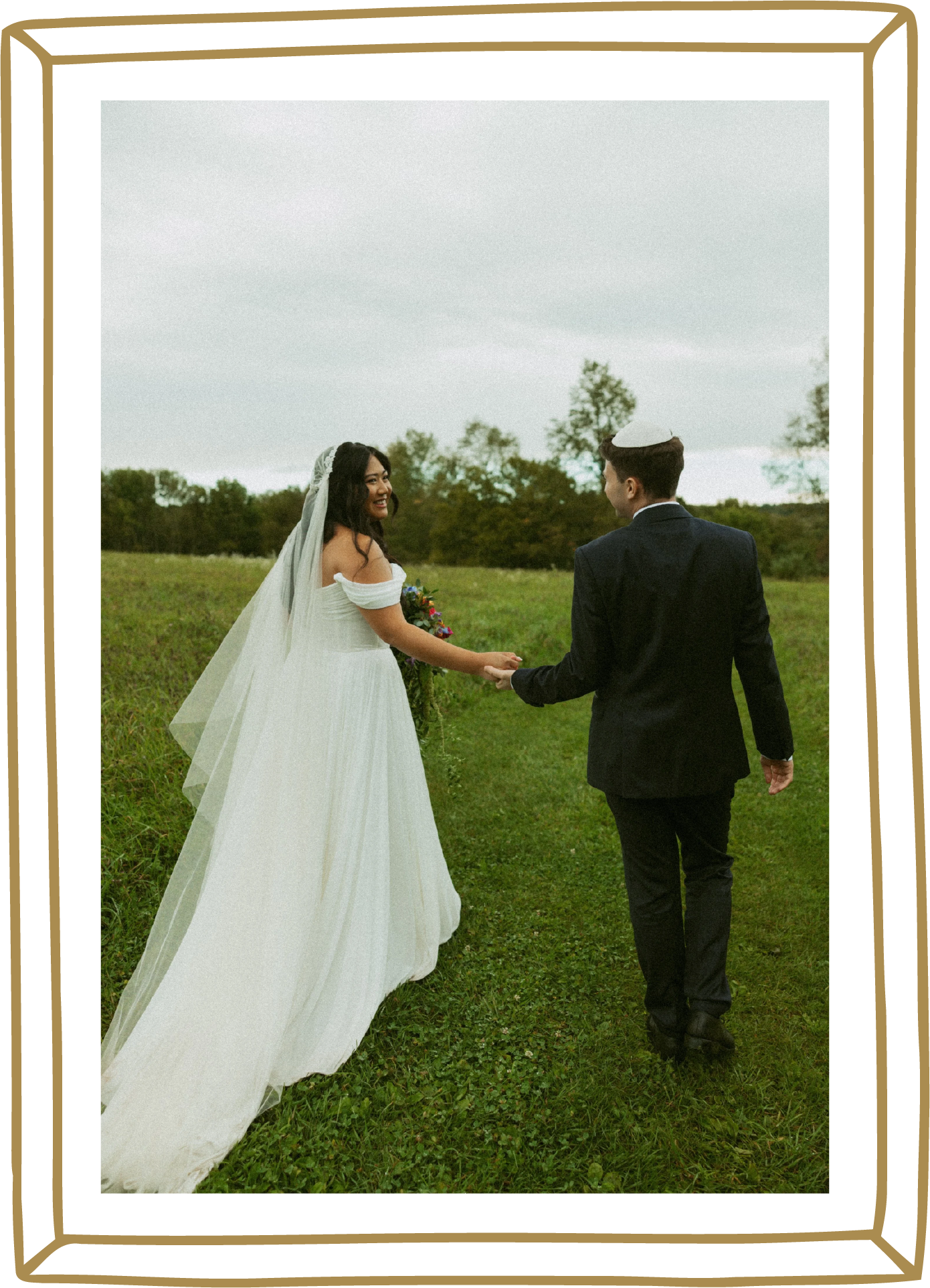 Hudson Valley bride and groom portrait gold frame Service Matters North East