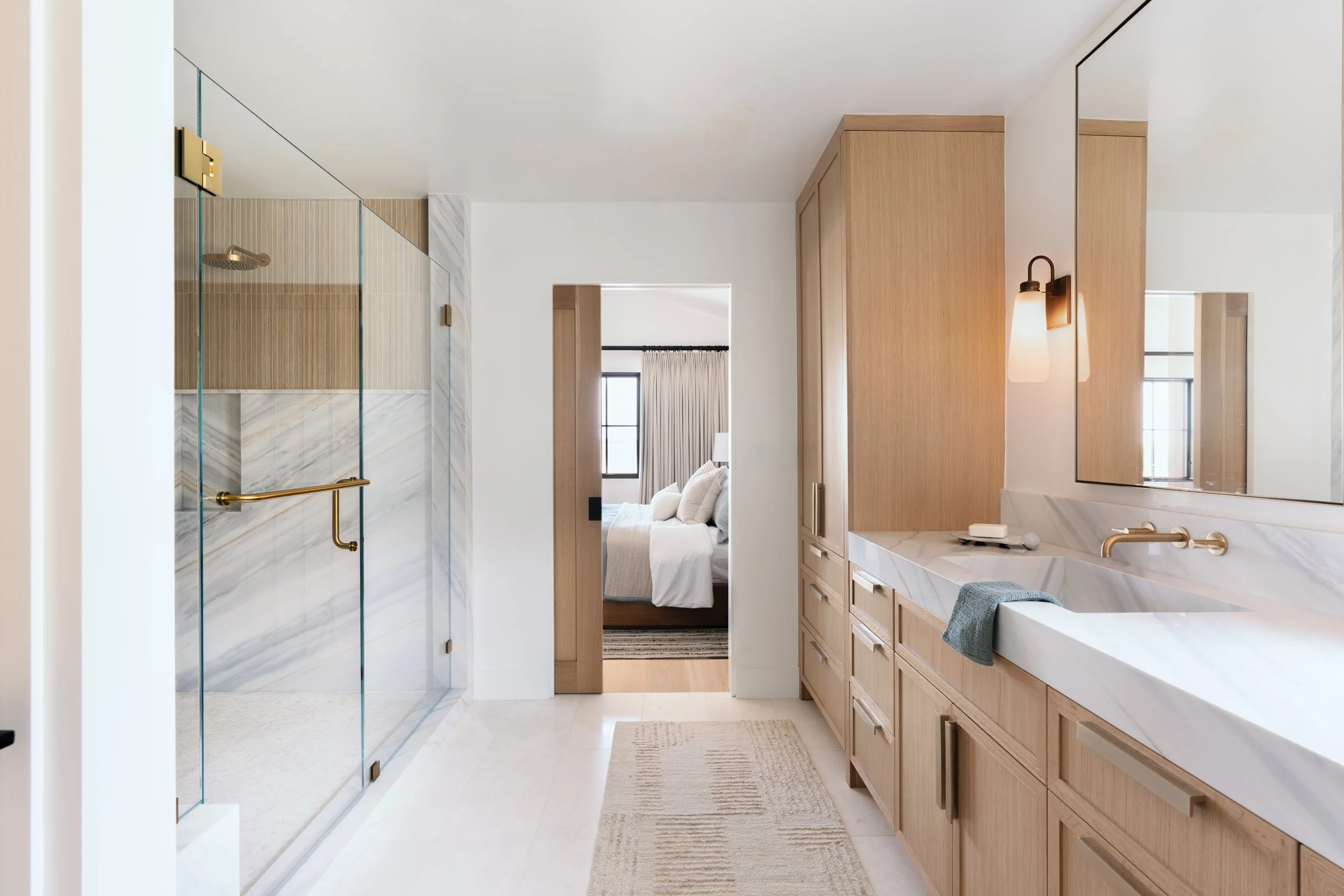 Primary/master bathroom with large walk-in shower remodel in Newport Beach, CA