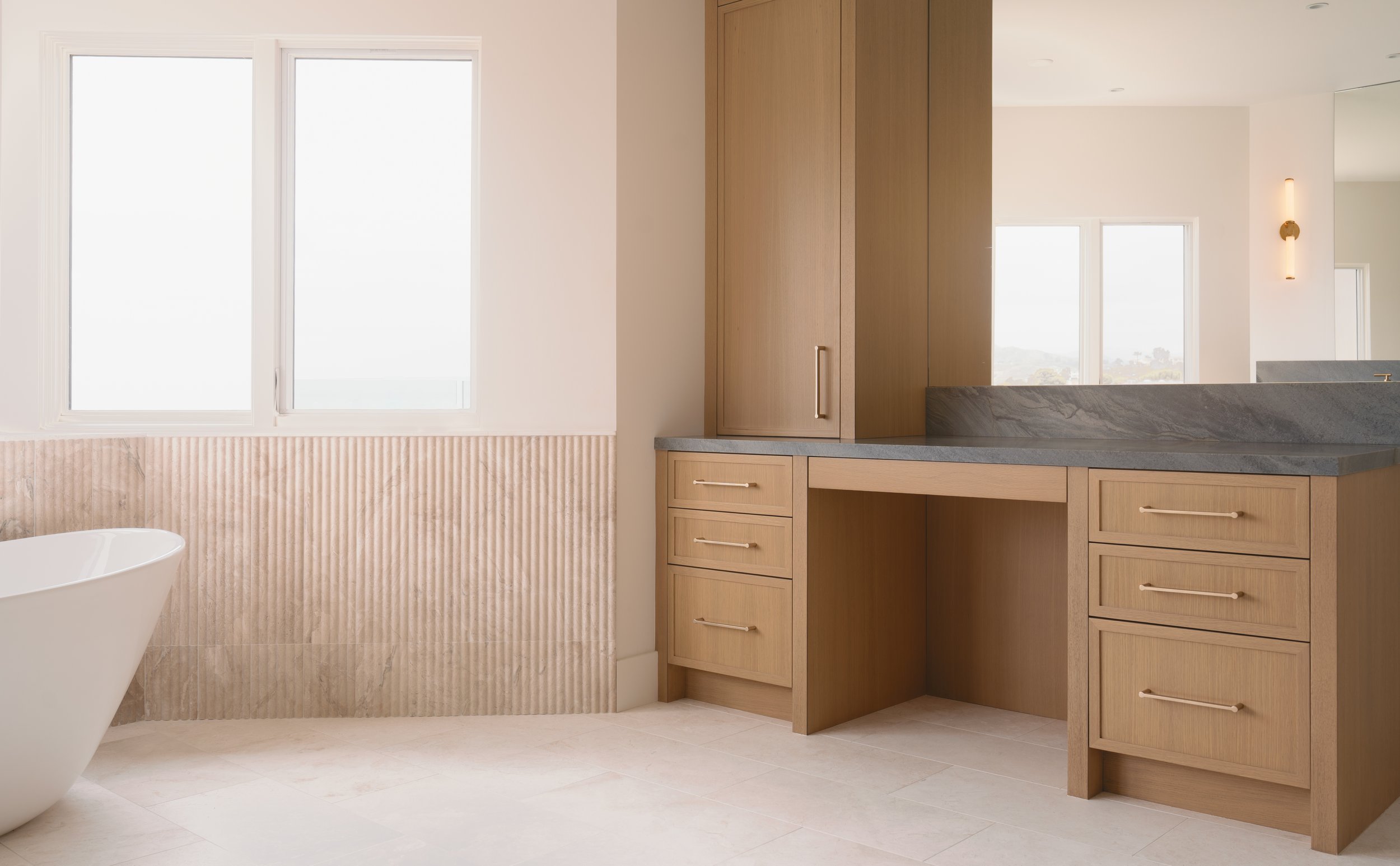 Jonathons Coastal Living interior design custom primary/master bathroom remodel in a simplistic traditional style in Dana Point, Orange County, CA