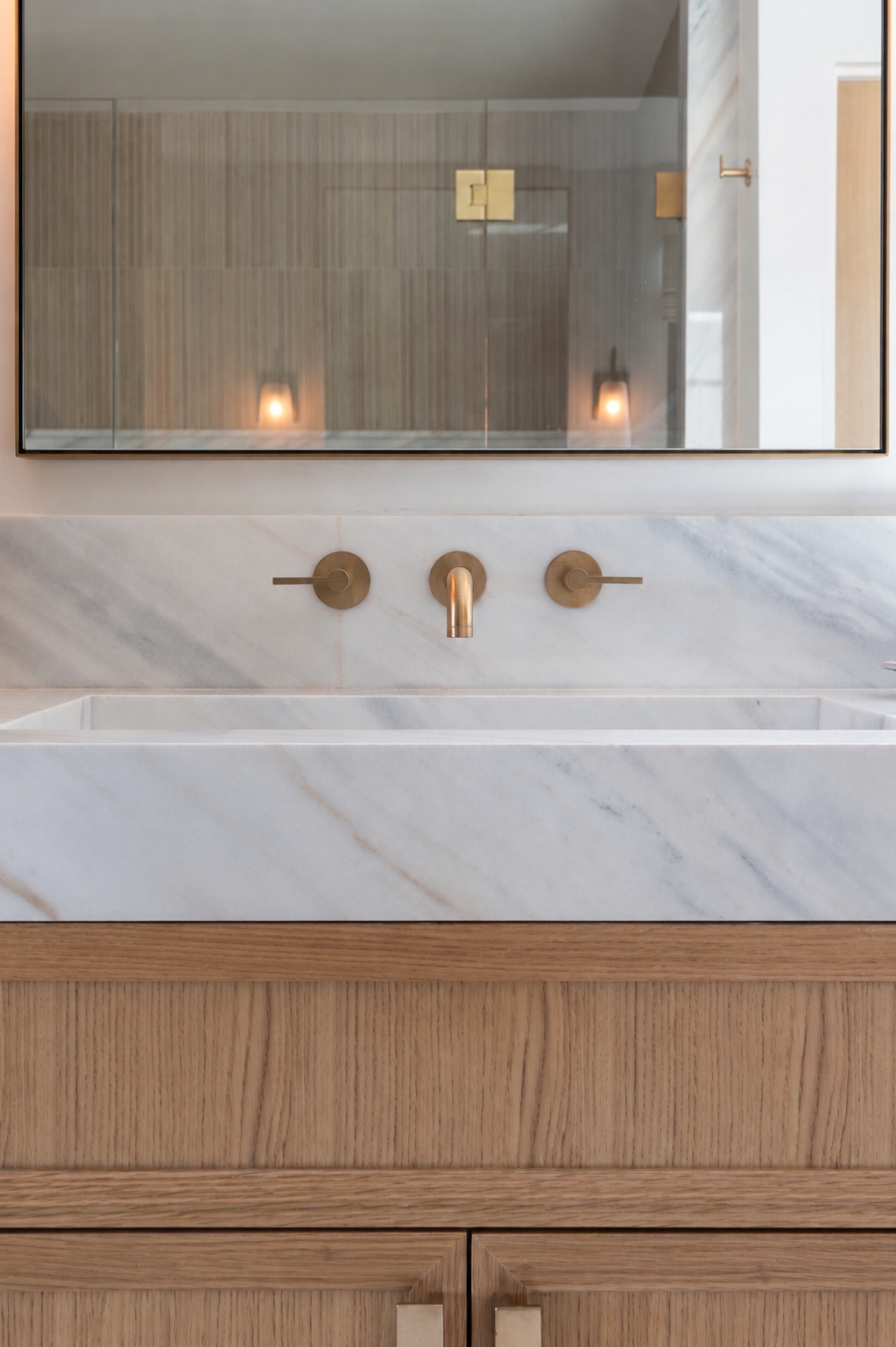 Primary/master  bathroom wall mounted faucet remodel in Newport Beach, CA