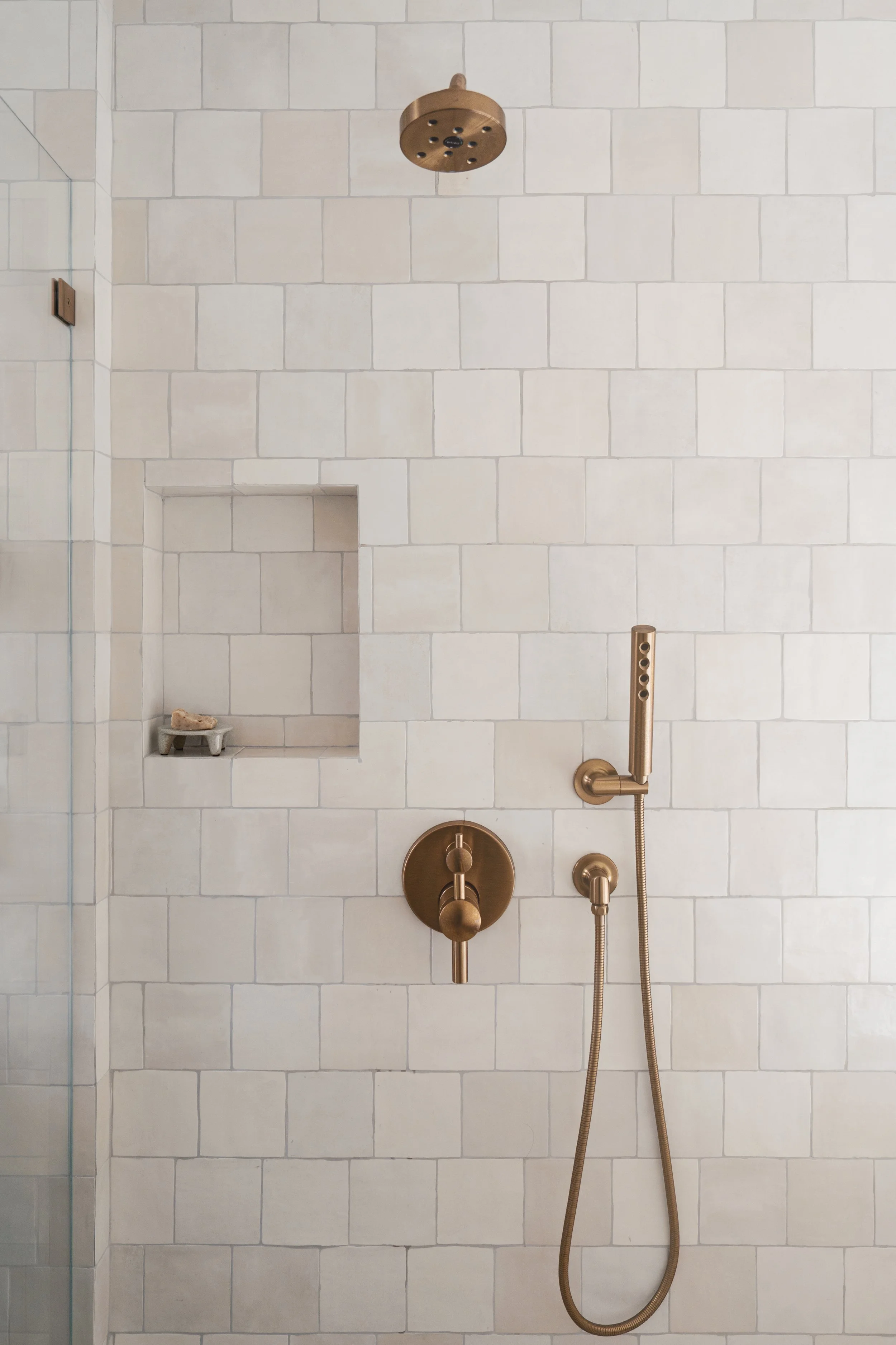 Jonathons Coastal Living interior design custom primary/master bathroom shower remodel in Yorba Linda, Orange County, CA