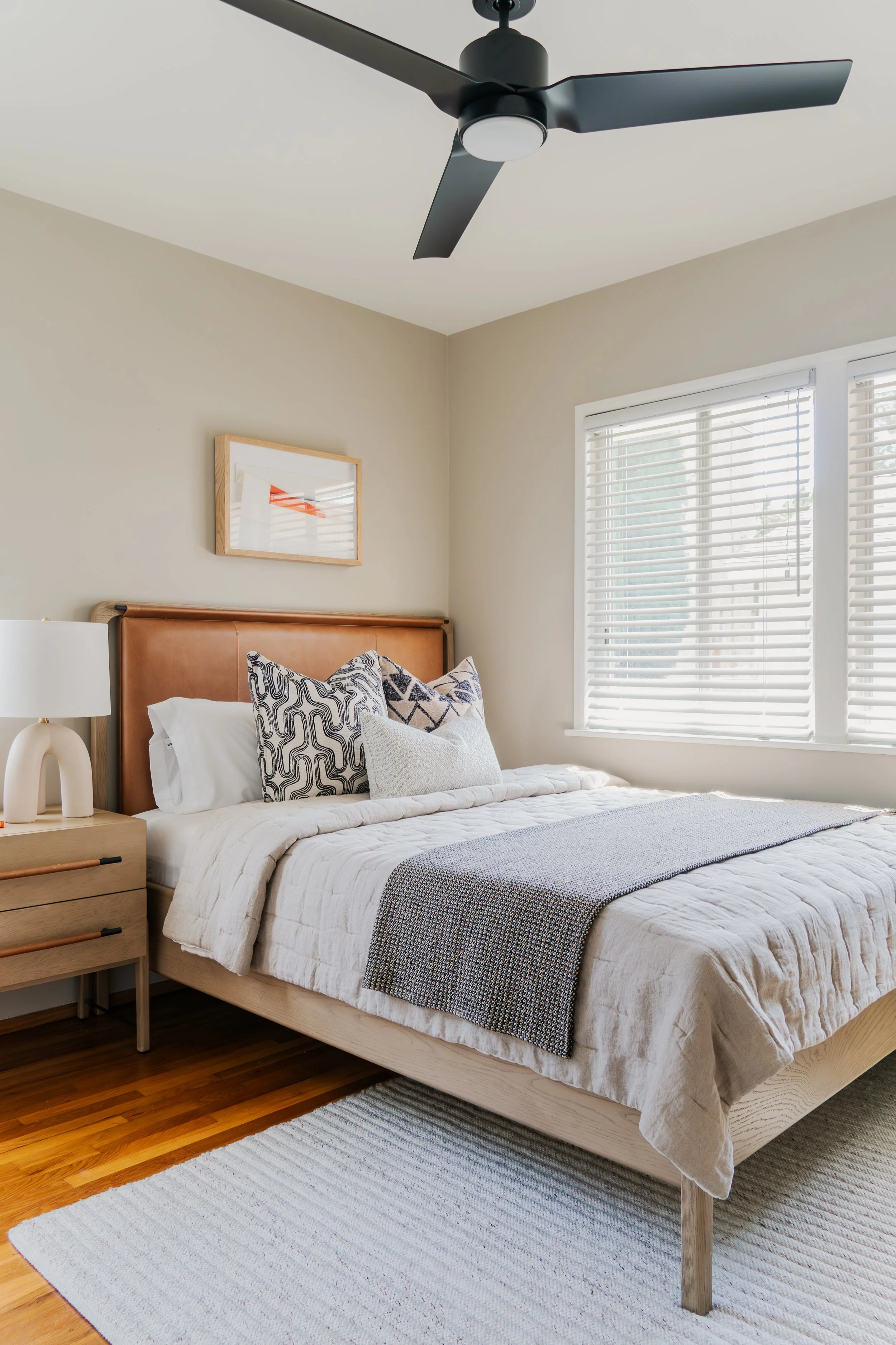 Mid century modern interior design guest bedroom in Long Beach, LA County, CA