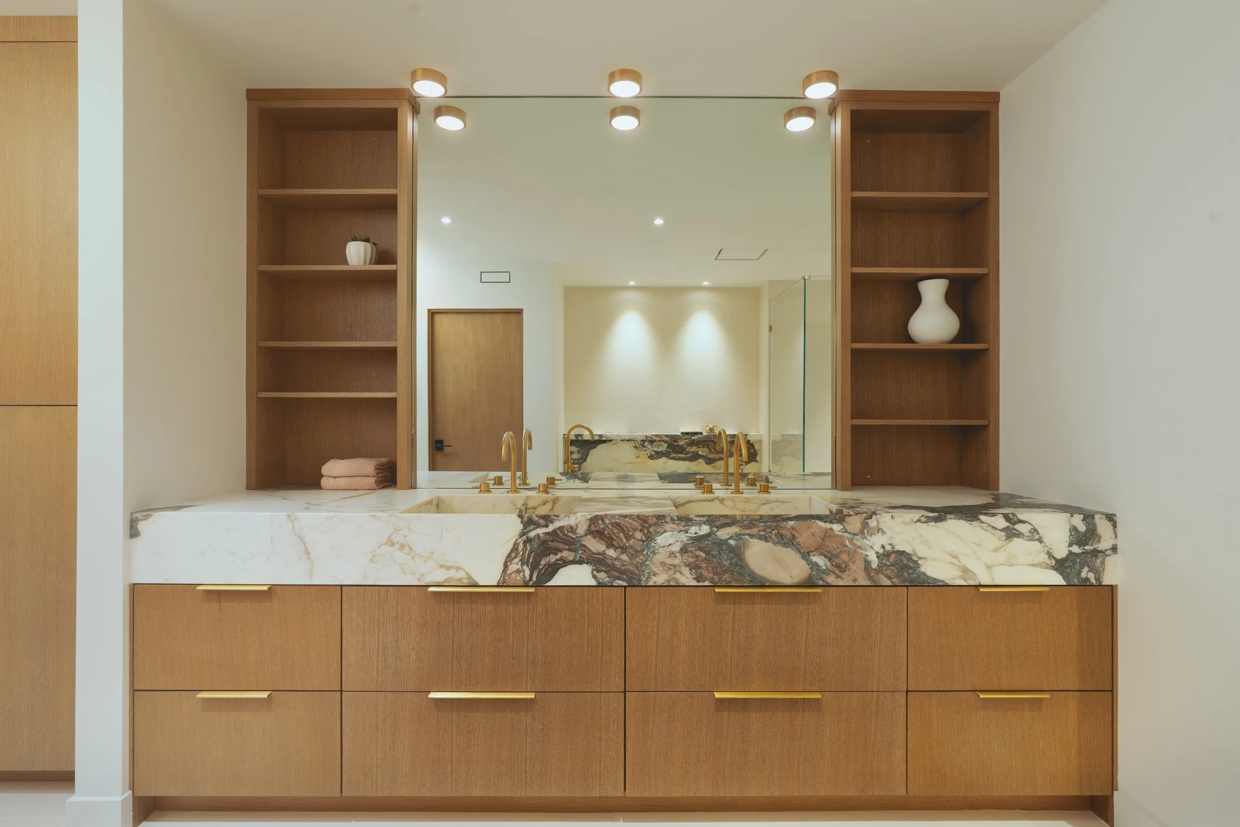 Jonathons Coastal Living interior design custom primary bathroom remodel showcasing luxury serene design in Dana Point, Orange County, CA