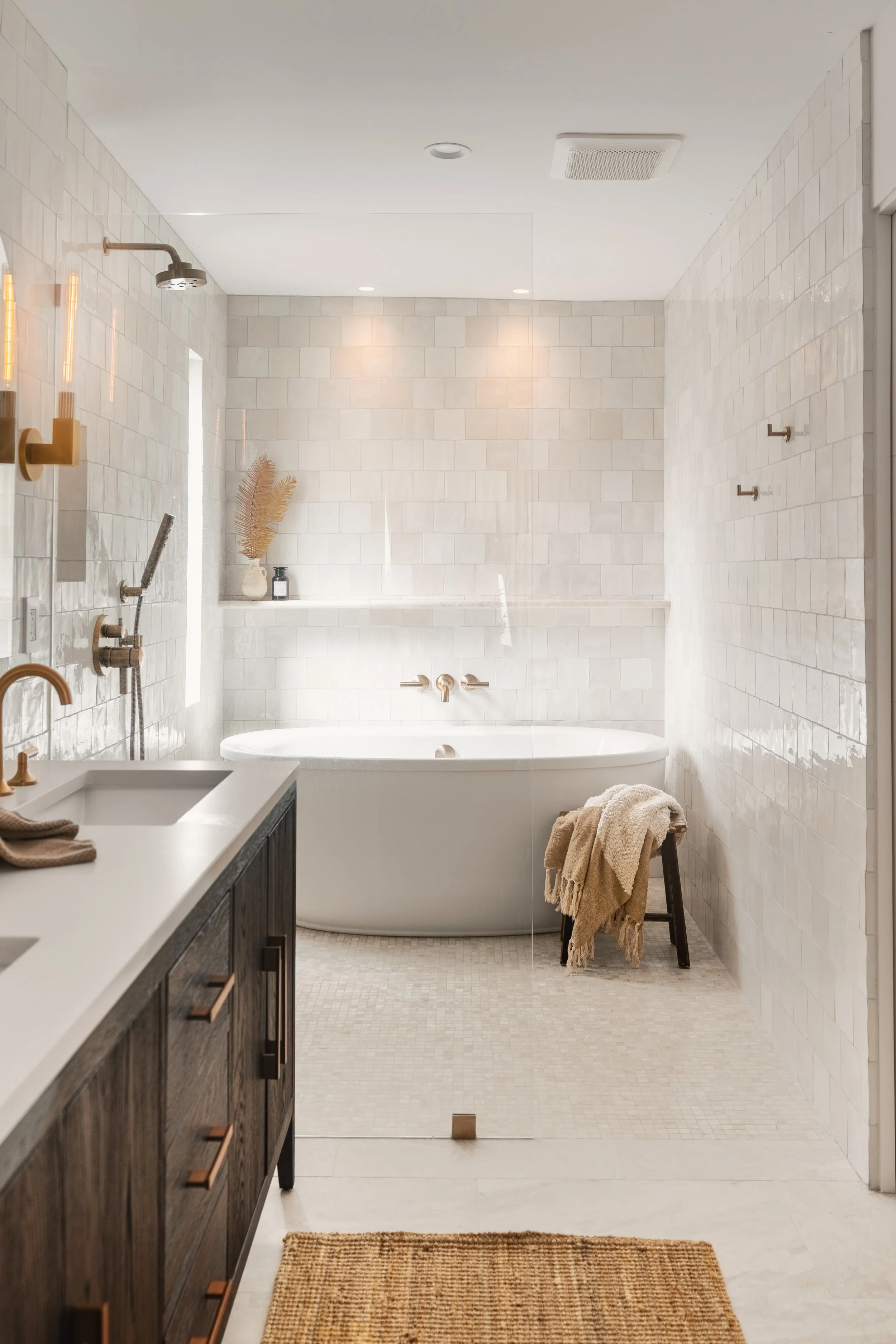 Jonathons Coastal Living interior design custom primary/master bathroom remodel in Yorba Linda, Orange County, CA