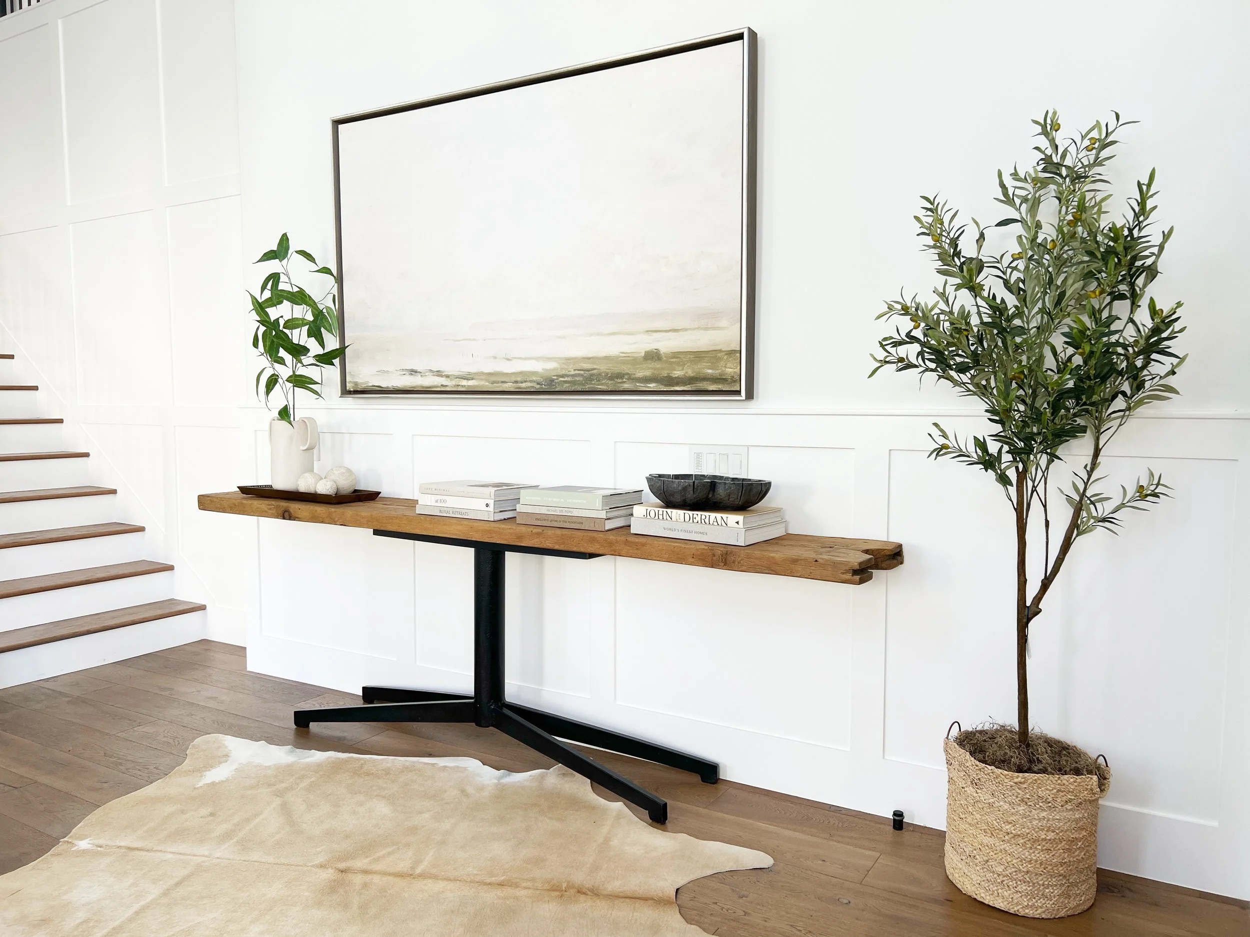 Refined mediterranean interior design entry way in Huntington Beach, Orange County, CA