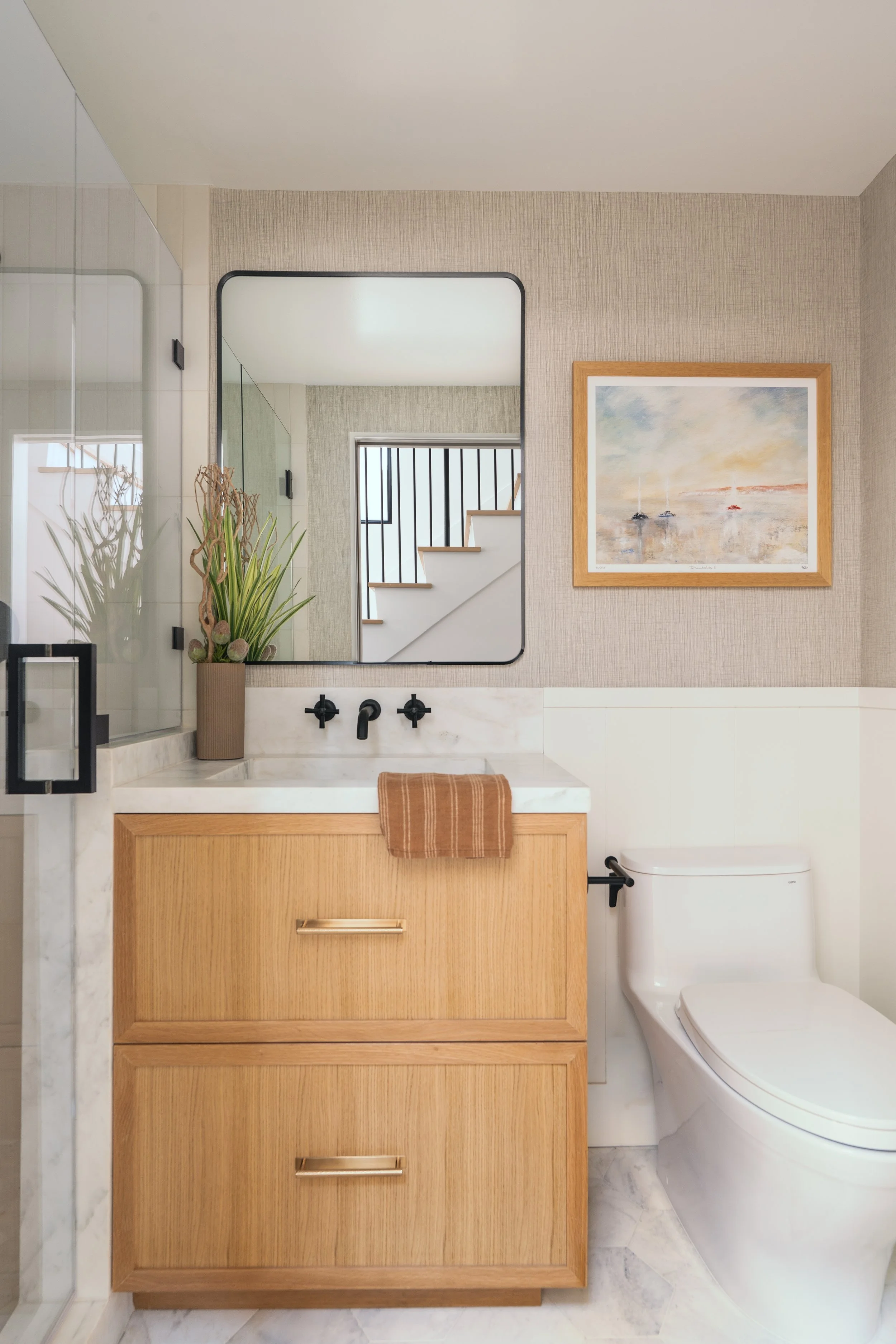 Coastal guest bathroom remodel in Newport Beach, CA