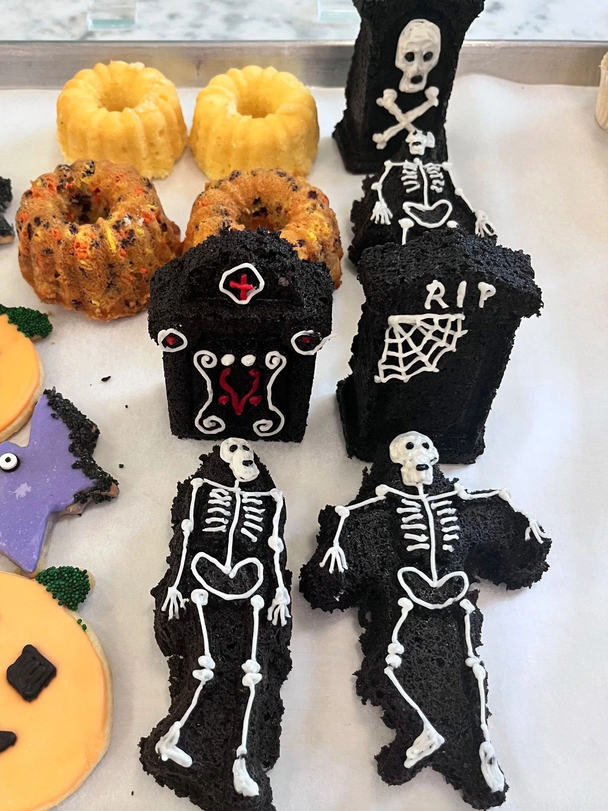 Skeletons and Tombstones (available in Oct)
Will be this dark cocoa flavor
We can do some small customizing on the tombstones if you want them to be funny
$5.15 each, minimum order of 12