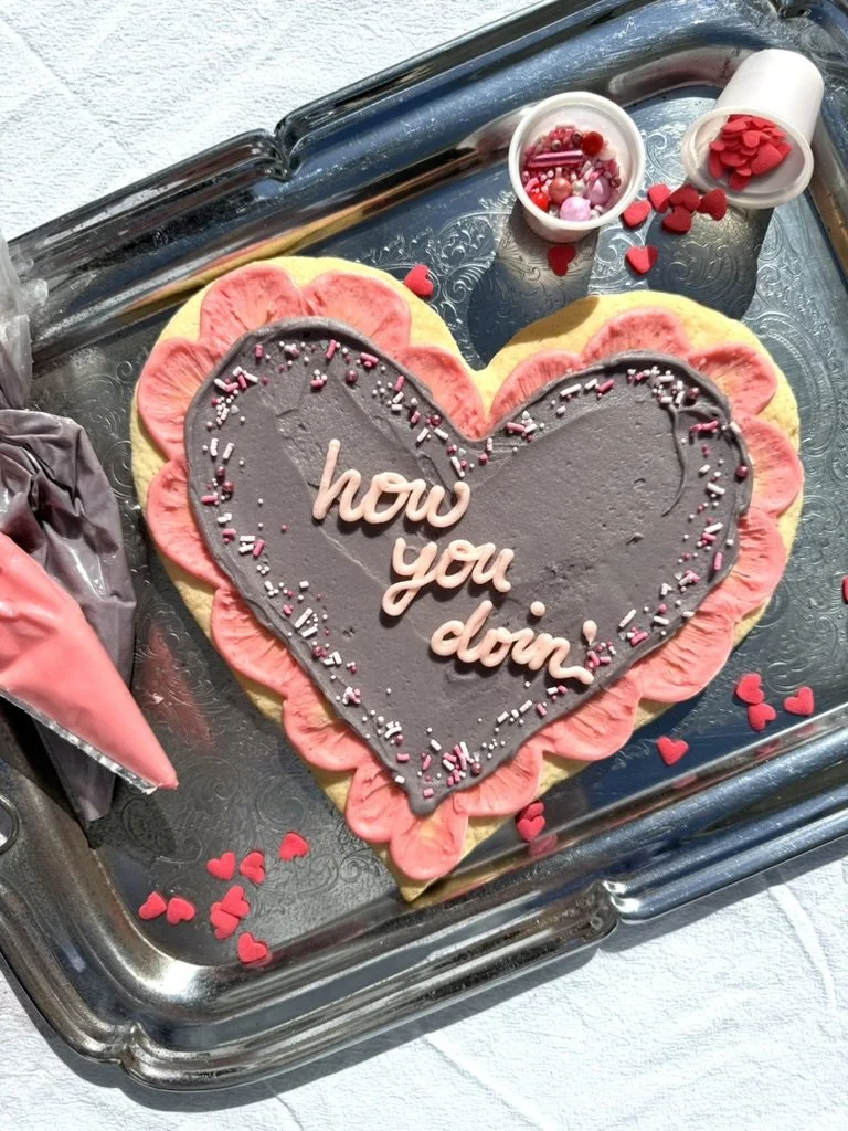 Large DIY Heart Sugar Cookie Kit (comes with one baked cookie, icings, sprinkles, and an easel for display - if you don't eat it right away!)