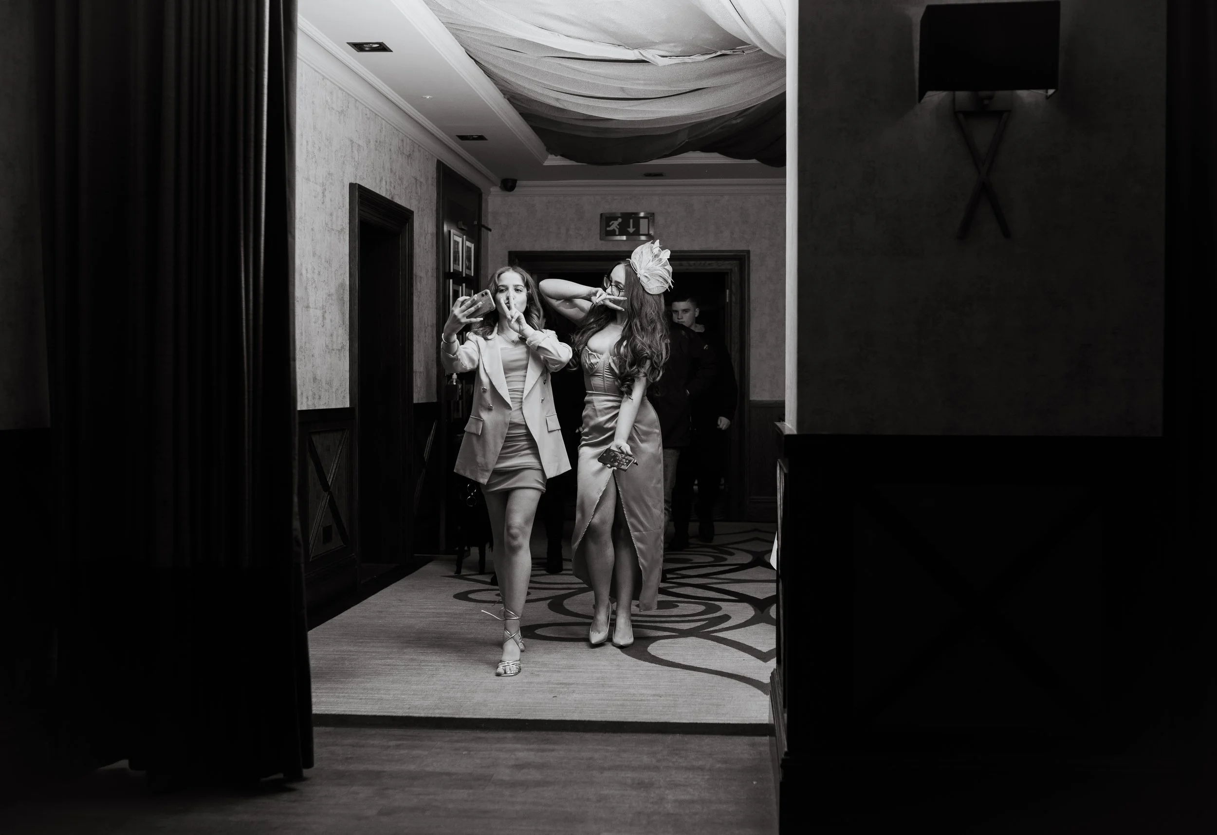 Wedding guests walking through the wedding venue