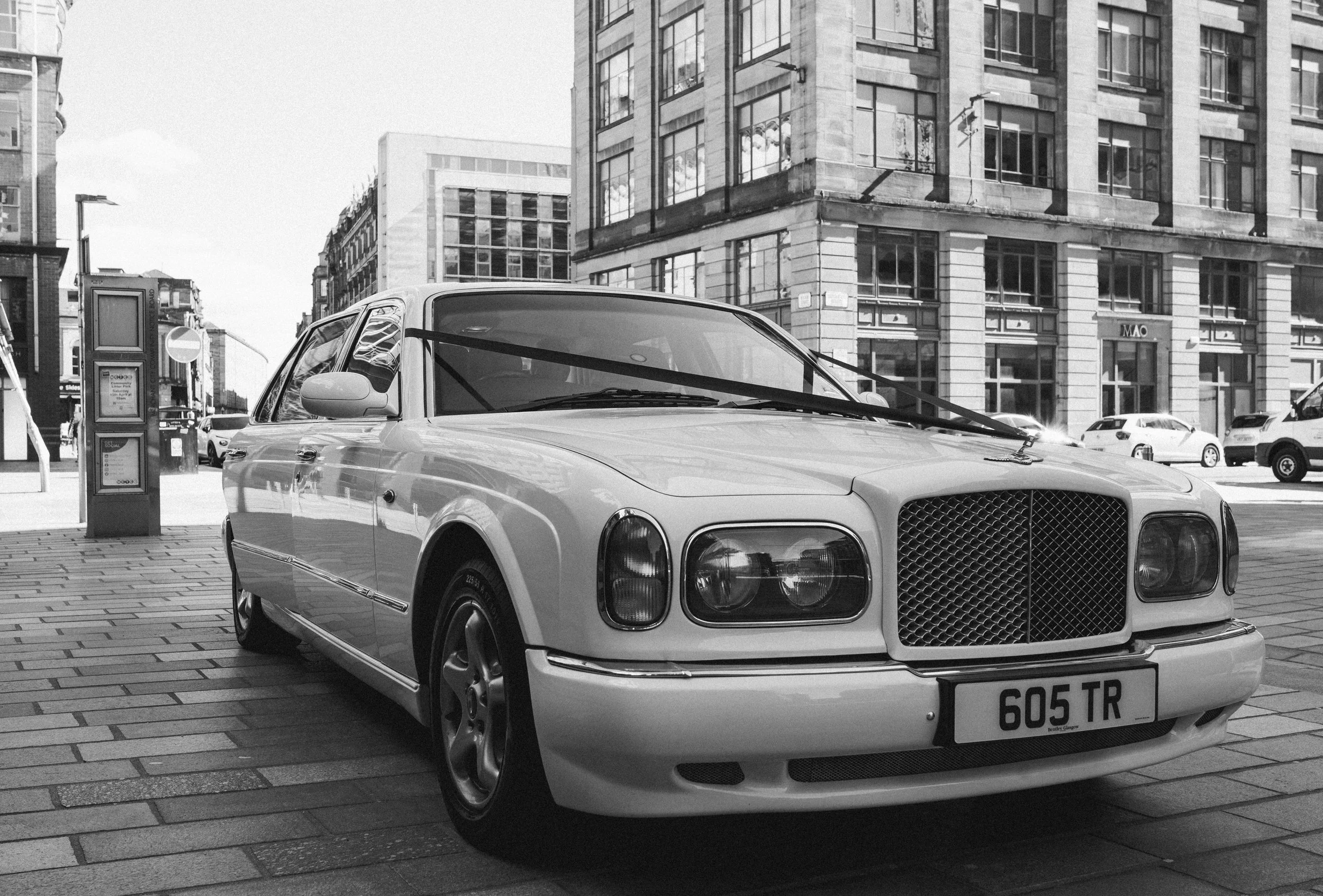 Wedding car waiting outside Citation in Glasgow city centre