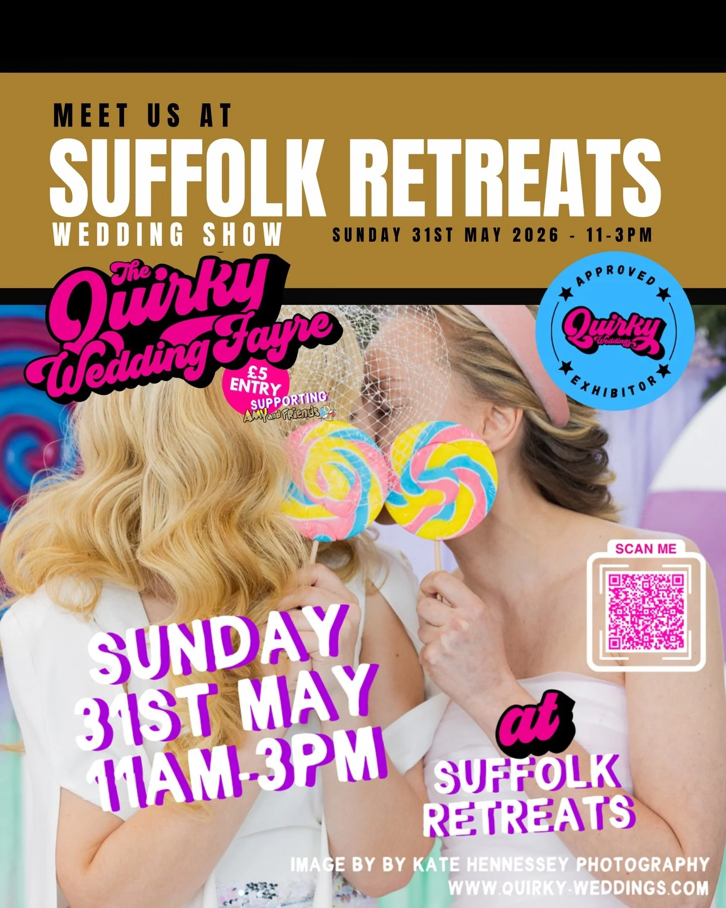 BIG NEWS 🤘🏼

We&rsquo;re so excited to be exhibiting at The Quirky Wedding Fayre at Suffolk Retreats, Sudbury on Sunday 31 May, 11am&ndash;3pm ⚡️

If you&rsquo;re planning a wedding that&rsquo;s a little less traditional and a lot more you, this is