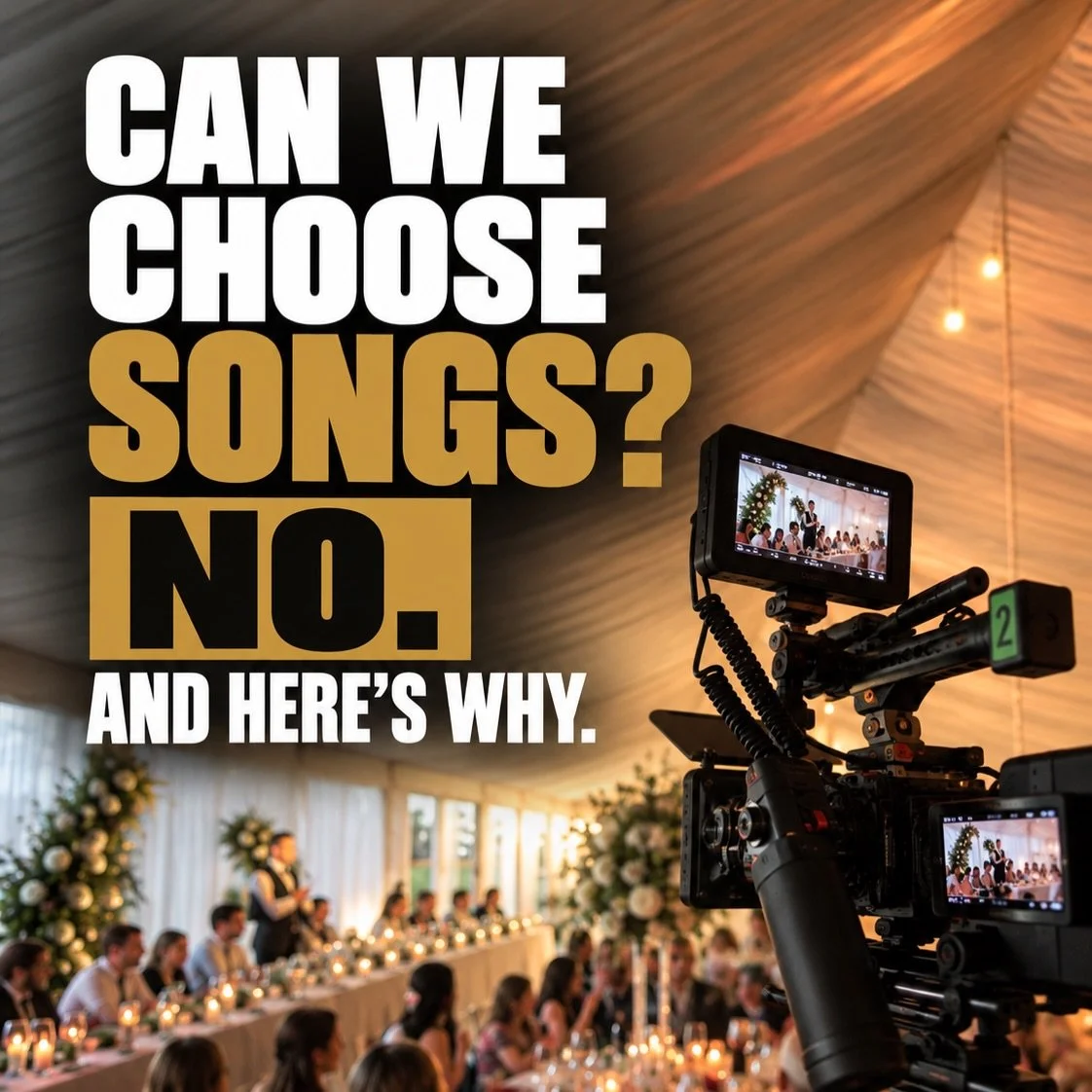&ldquo;CAN WE CHOOSE THE SONGS FOR OUR WEDDING FILMS?&rdquo;

The short answer? No. And here&rsquo;s why.

At Rewind The Day, we don&rsquo;t just film weddings and put your favourite songs over the footage. Yukkk 🤮

We create films that tell stories