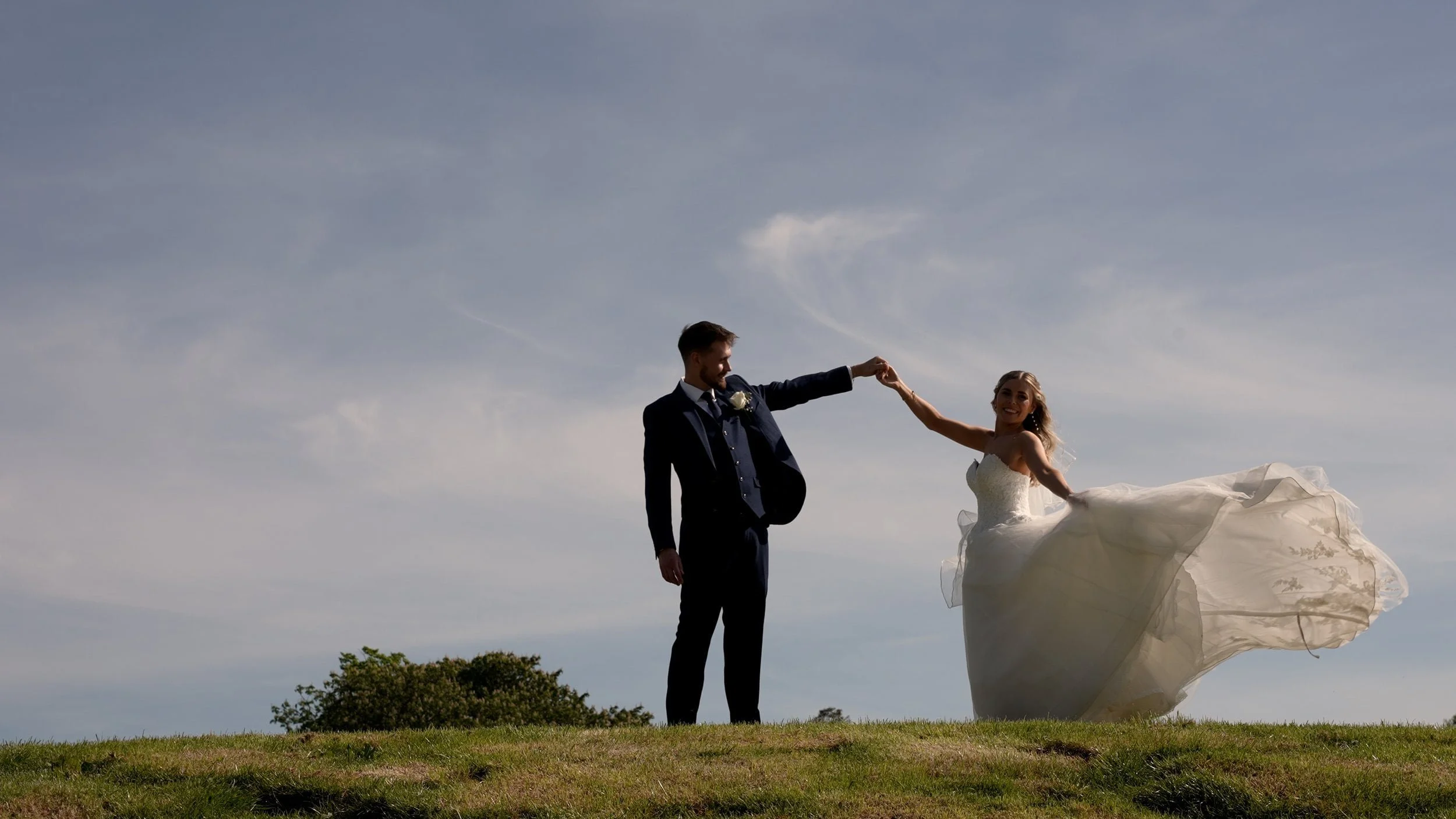 Hill Apton Hall cinematic spin during couple shots flowing wedding dress
