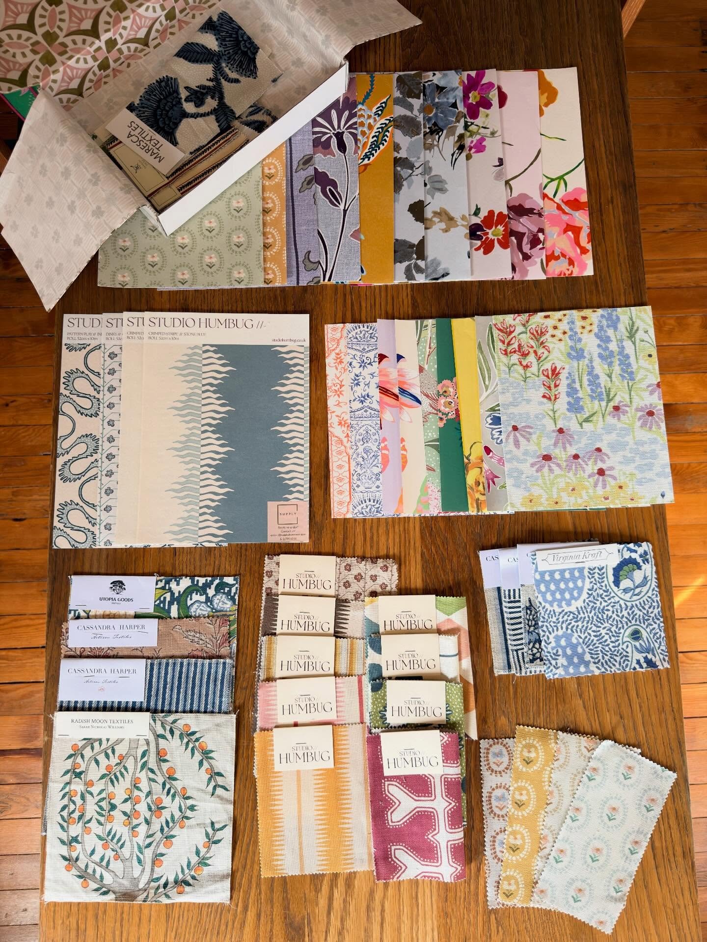 Thank you @supplyshowroom for the amazing box of samples!  Such fun prints from @parkerandjules @sarahgordondesign @pearlygatesdesigns @studiohumbug and many more!  Very inspired by these gorgeous designs!!