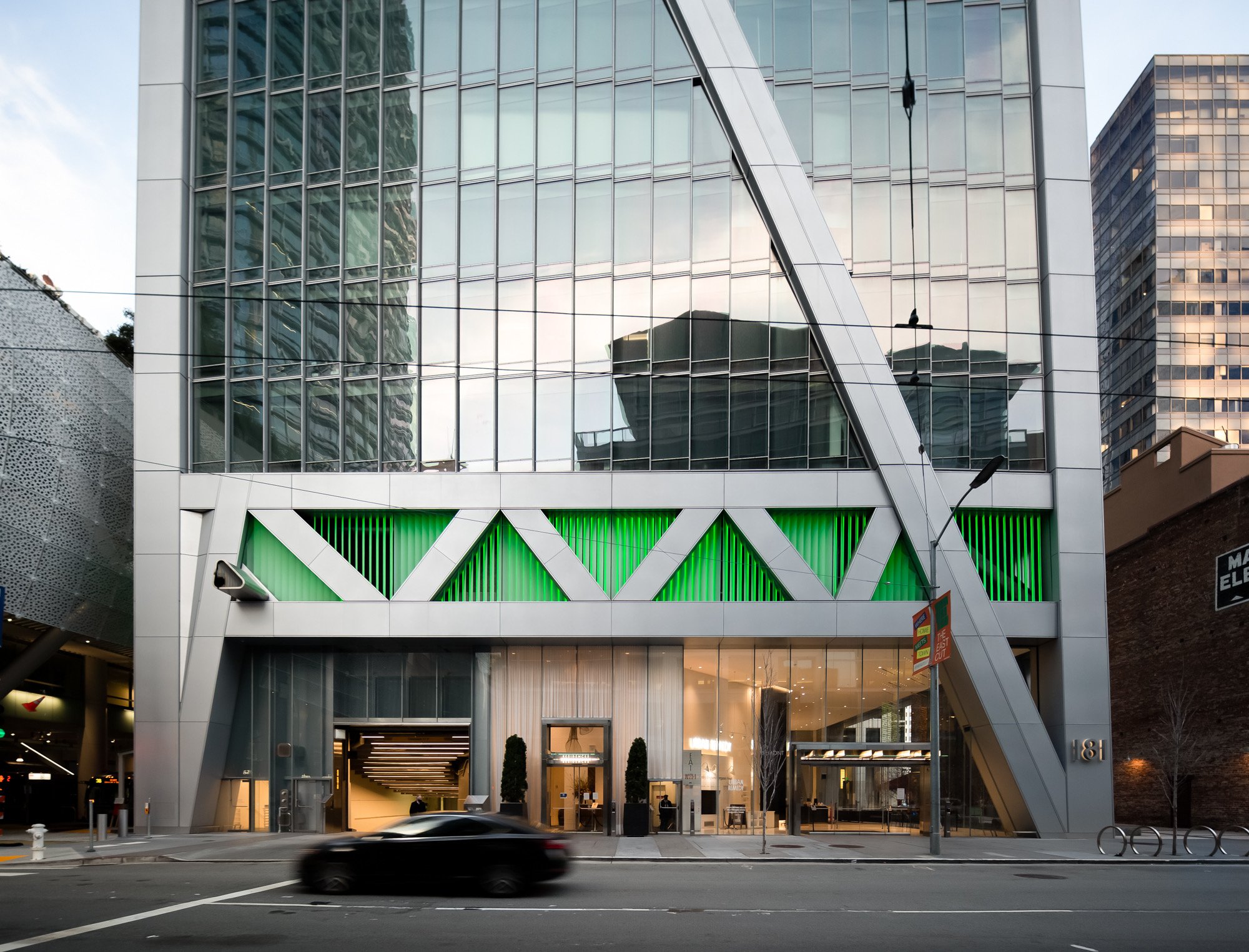 Rendering of street-level commercial entrance. Courtesy of Heller Manus Architects