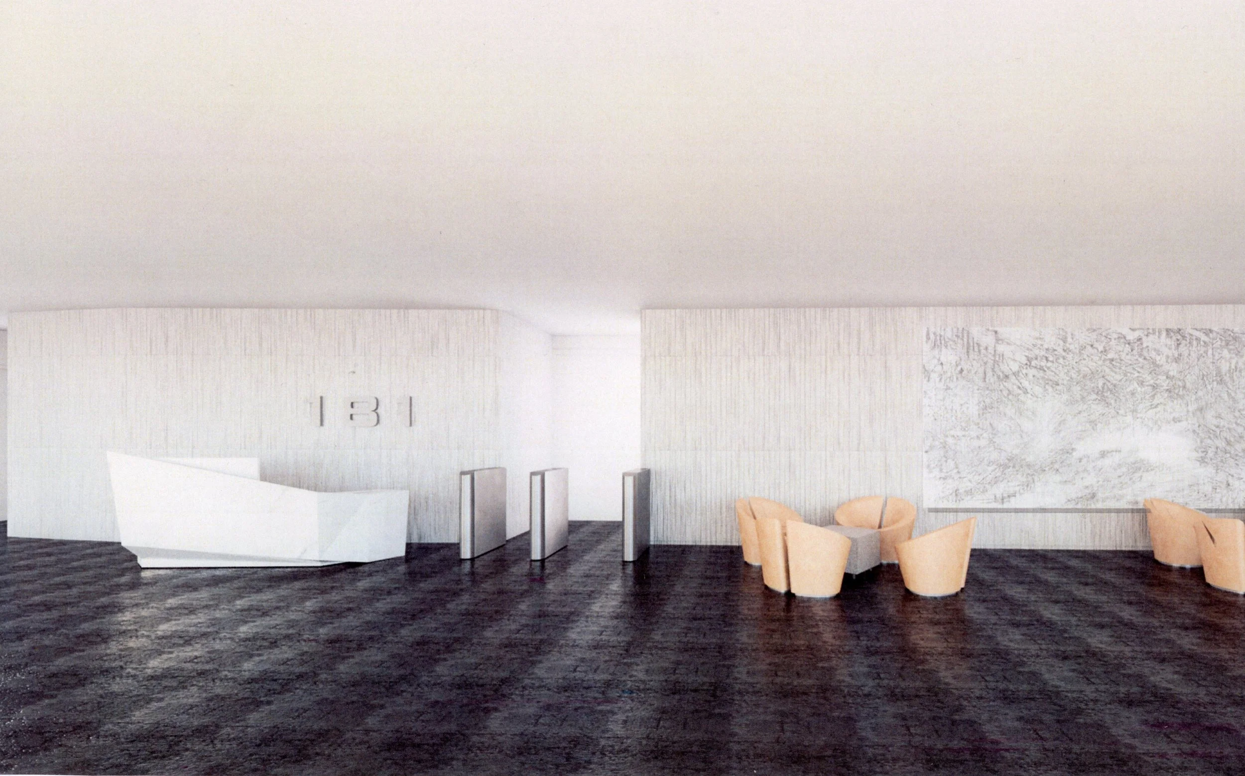 Rendering of 7th Floor Lobby preliminary design with connection to Transbay Terminal Park