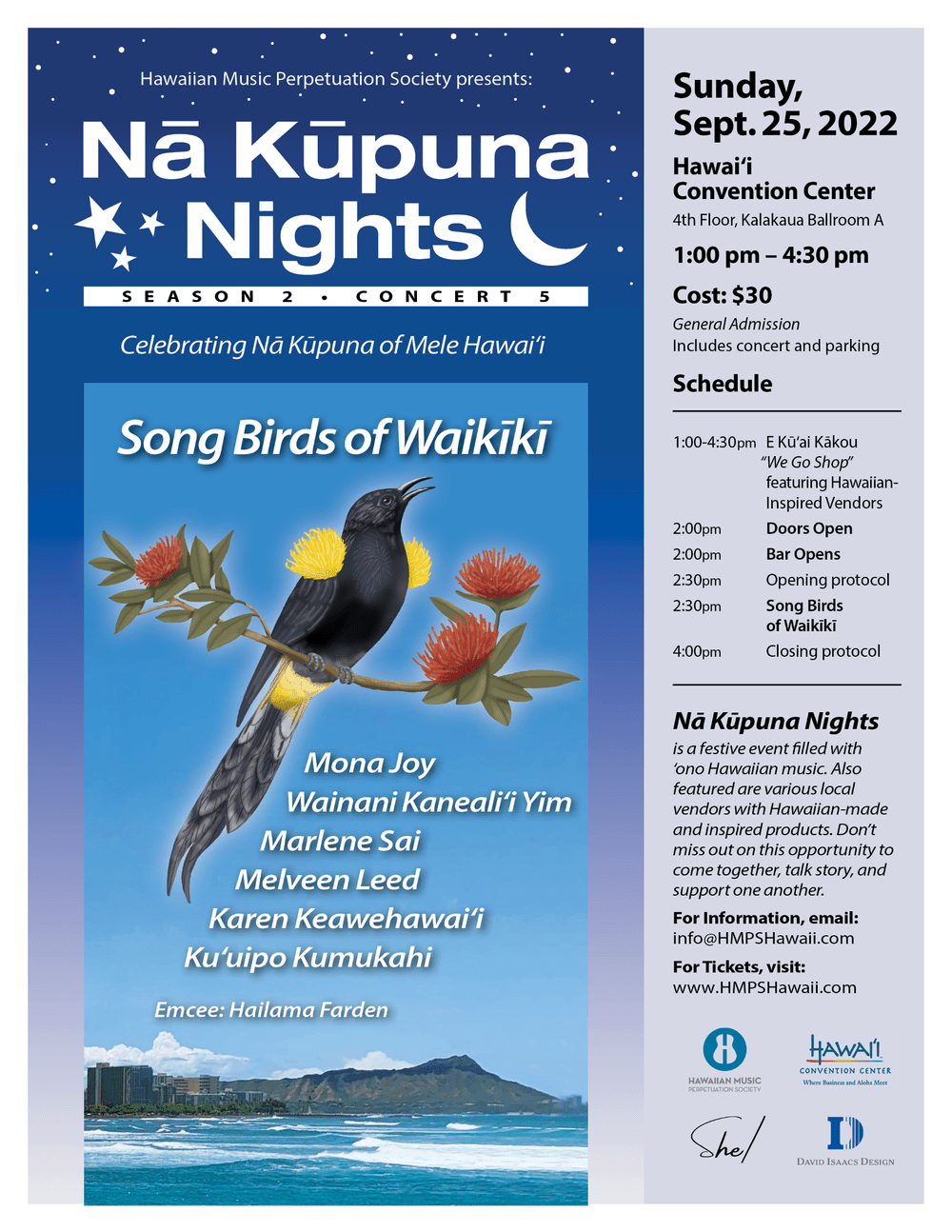 Hawaiian Music Perpetuation Society presents Nā Kūpuna Nights - Season  Finale - The Song Birds of Waikīkī — CULTURE AND ARTS ON OʻAHU