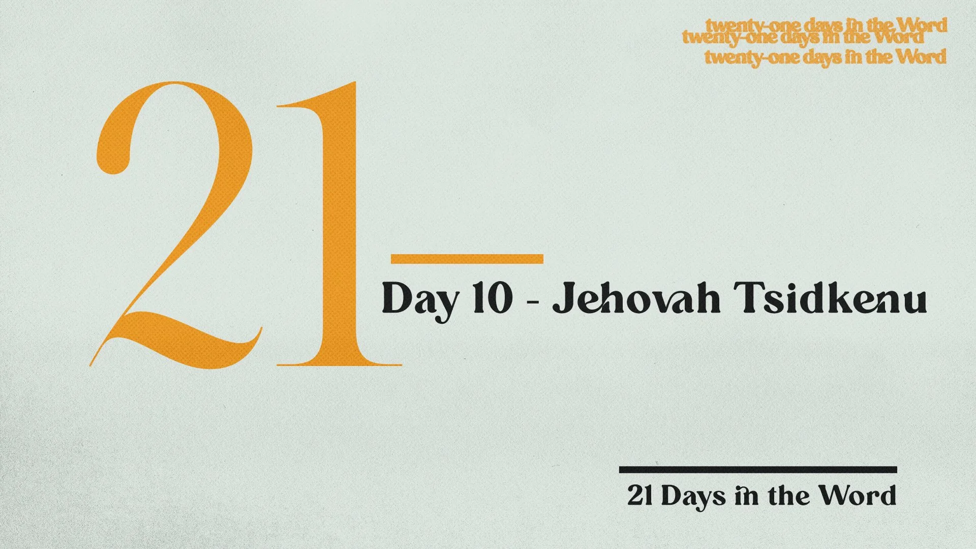 10 - Jehovah Tsidkenu