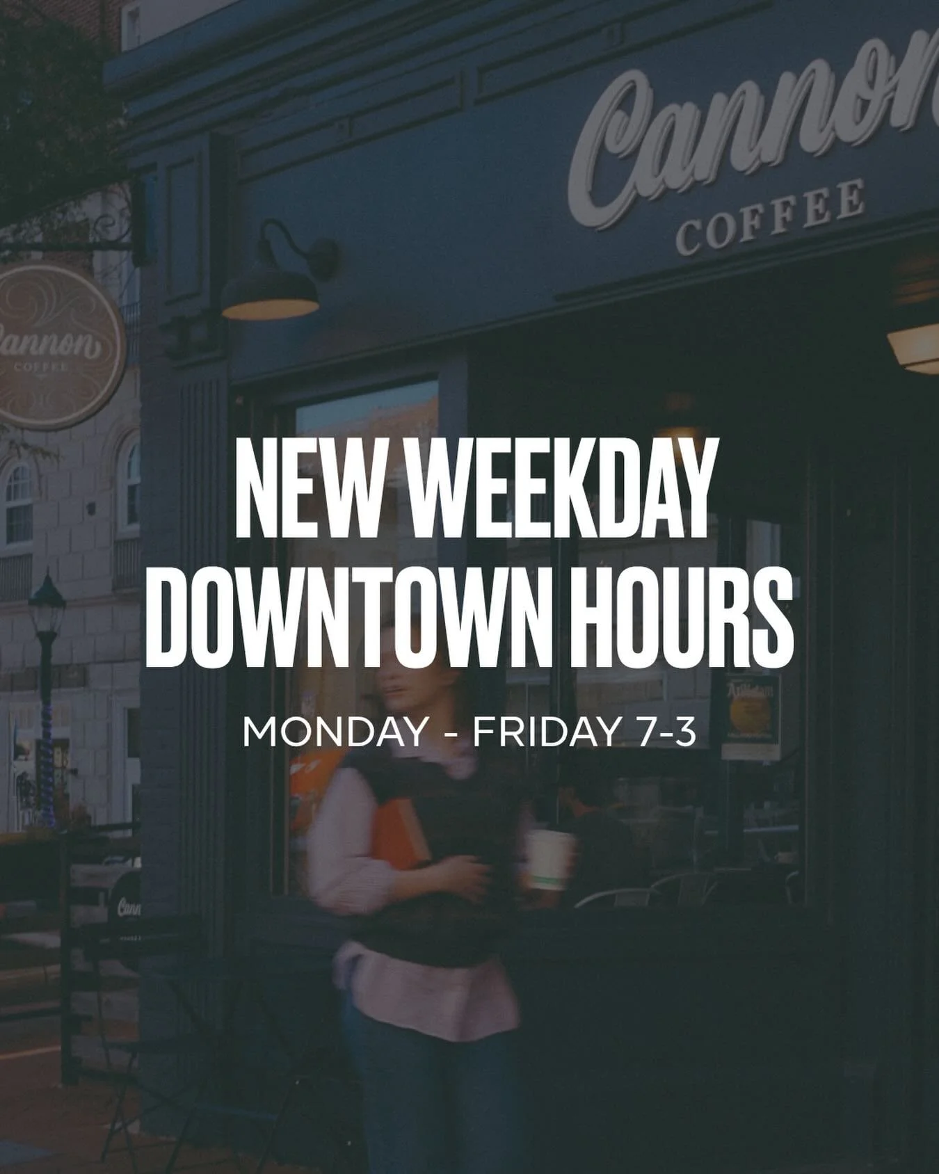 NEW WEEKDAY HOURS
Downtown | 7-3

We&rsquo;ve enjoyed serving our 3-4pm guests over the years, but this move was long overdue.  This is a break even hour, and as a small business, we have to make smart business moves to thrive.  Thanks for understand