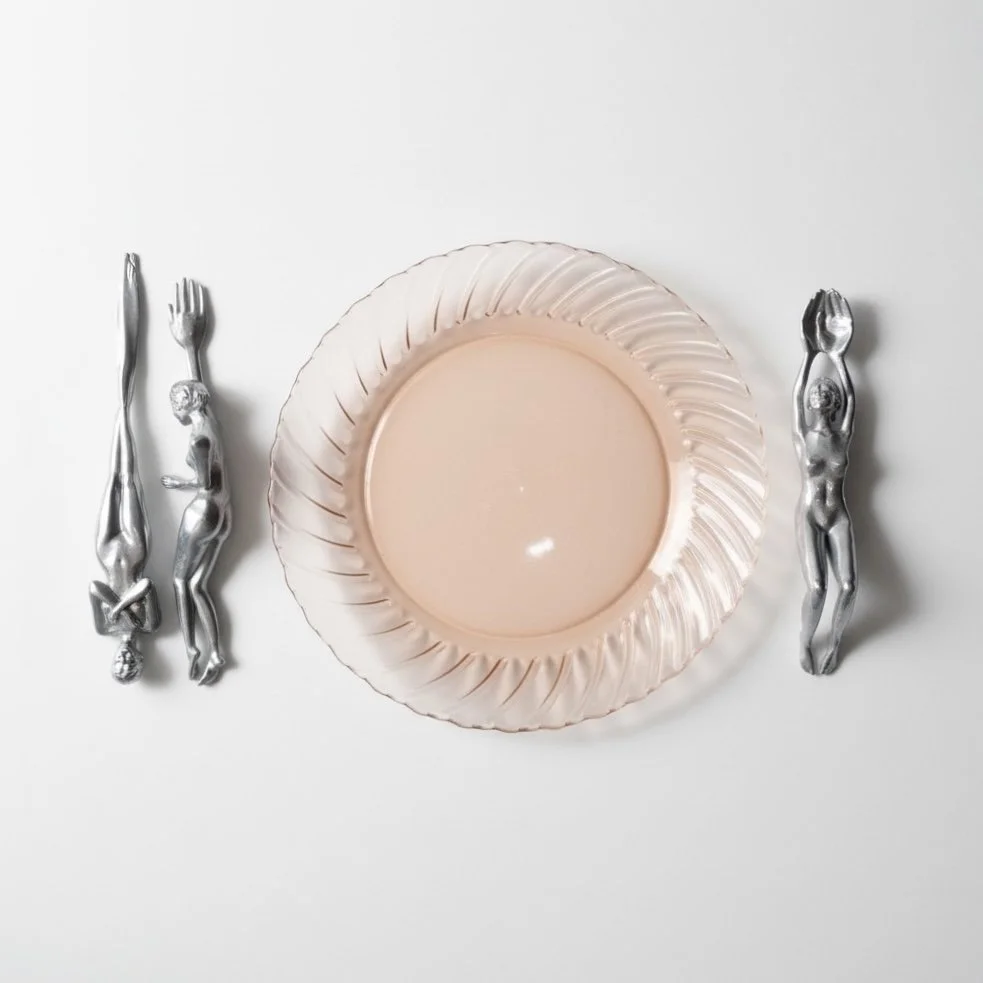 silverware set (knife, fork & spoon)
2026
silver alloy
(roughly 7 x 2 x 2" ea.)
