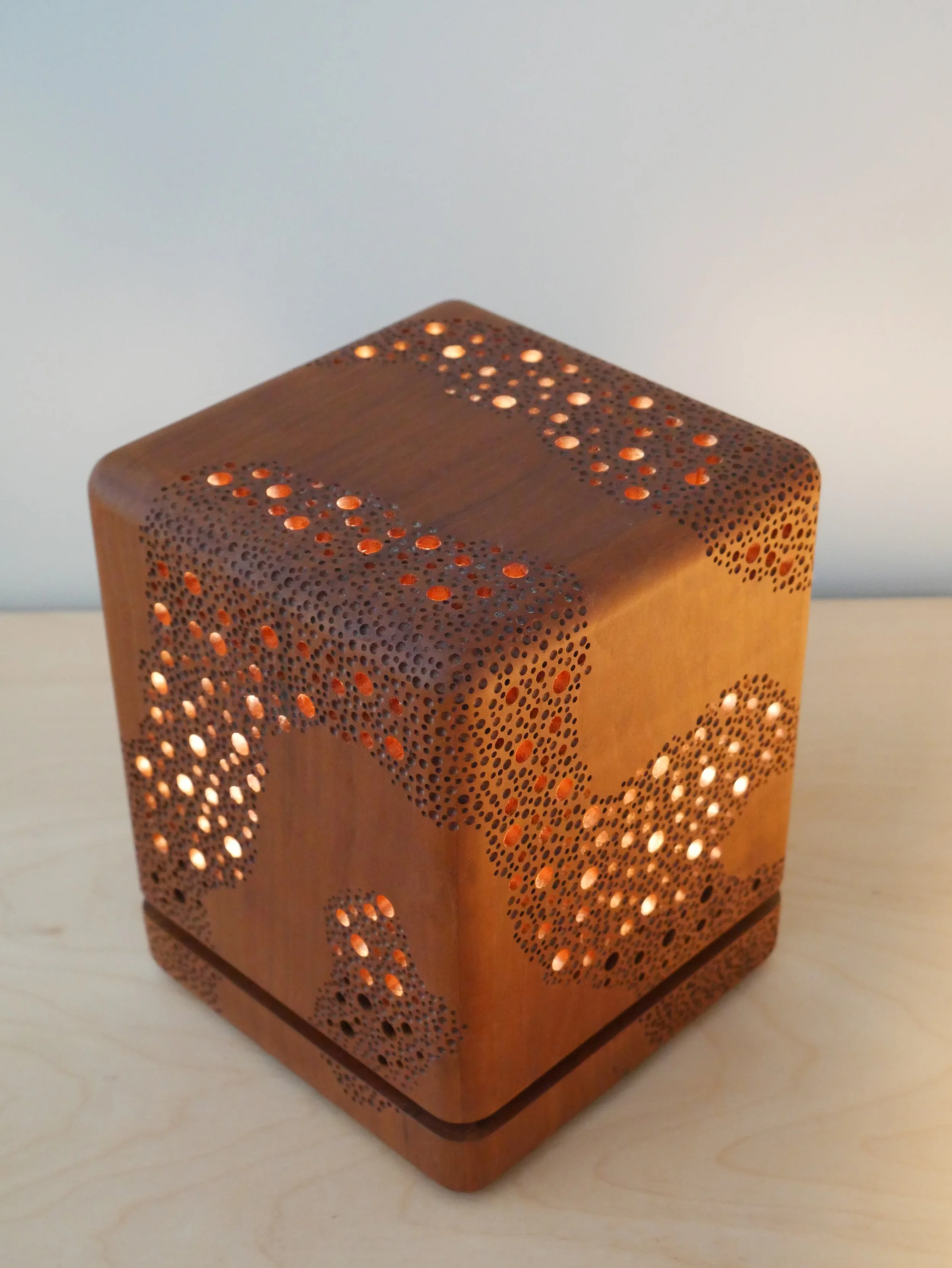 small constellation lamp: cherry wood, 6L x 6W x 7.5H, $275