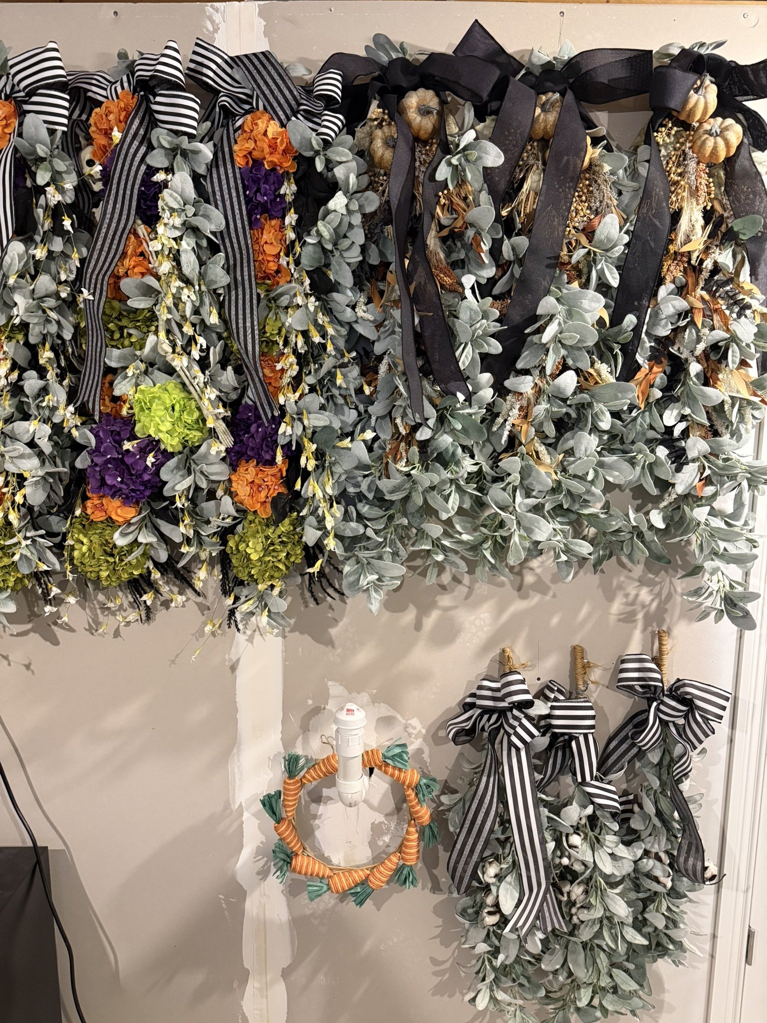 Fall decor swag on wall