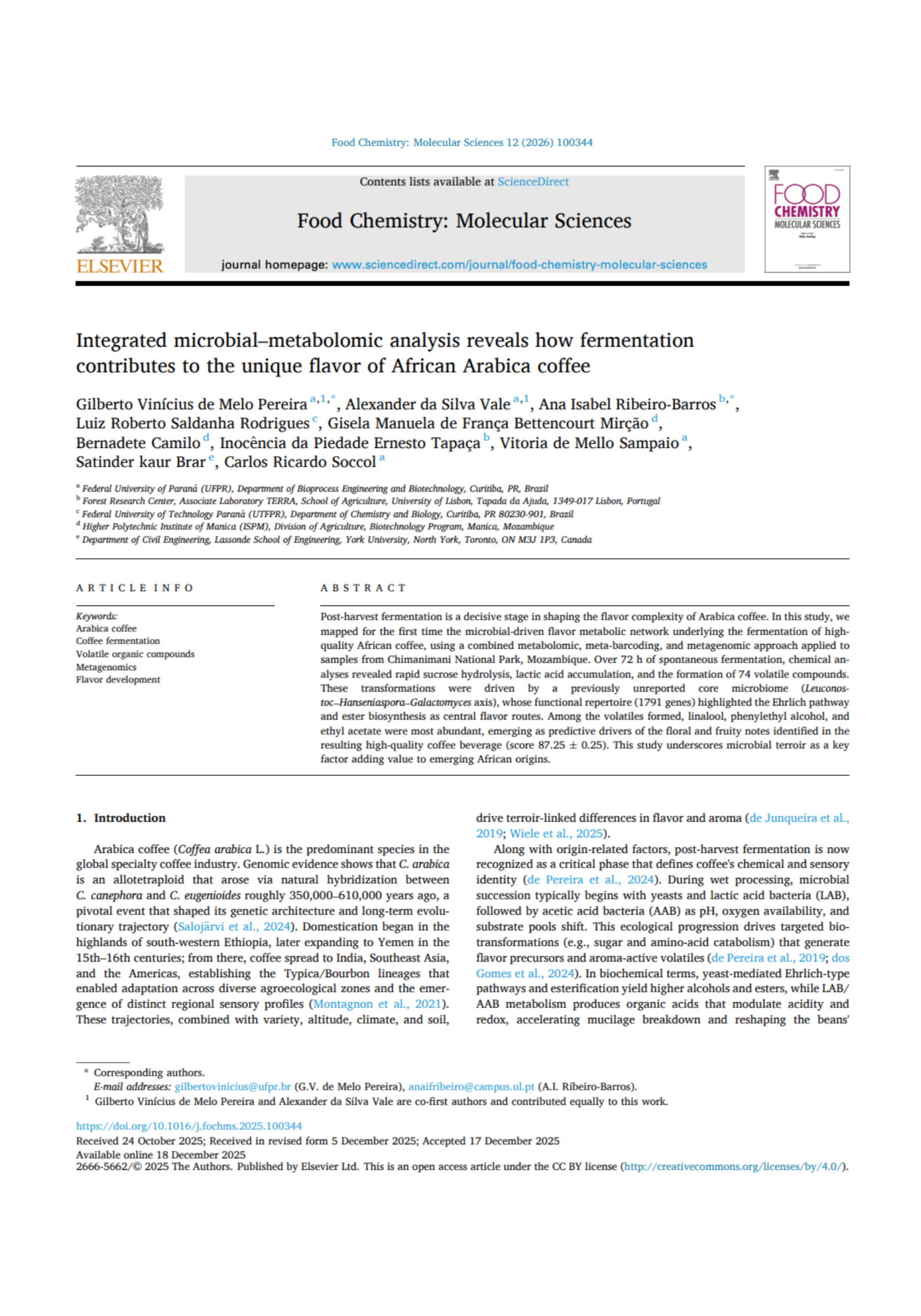 Novo artigo comprova o papel da fermentação no sabor do café arábica!