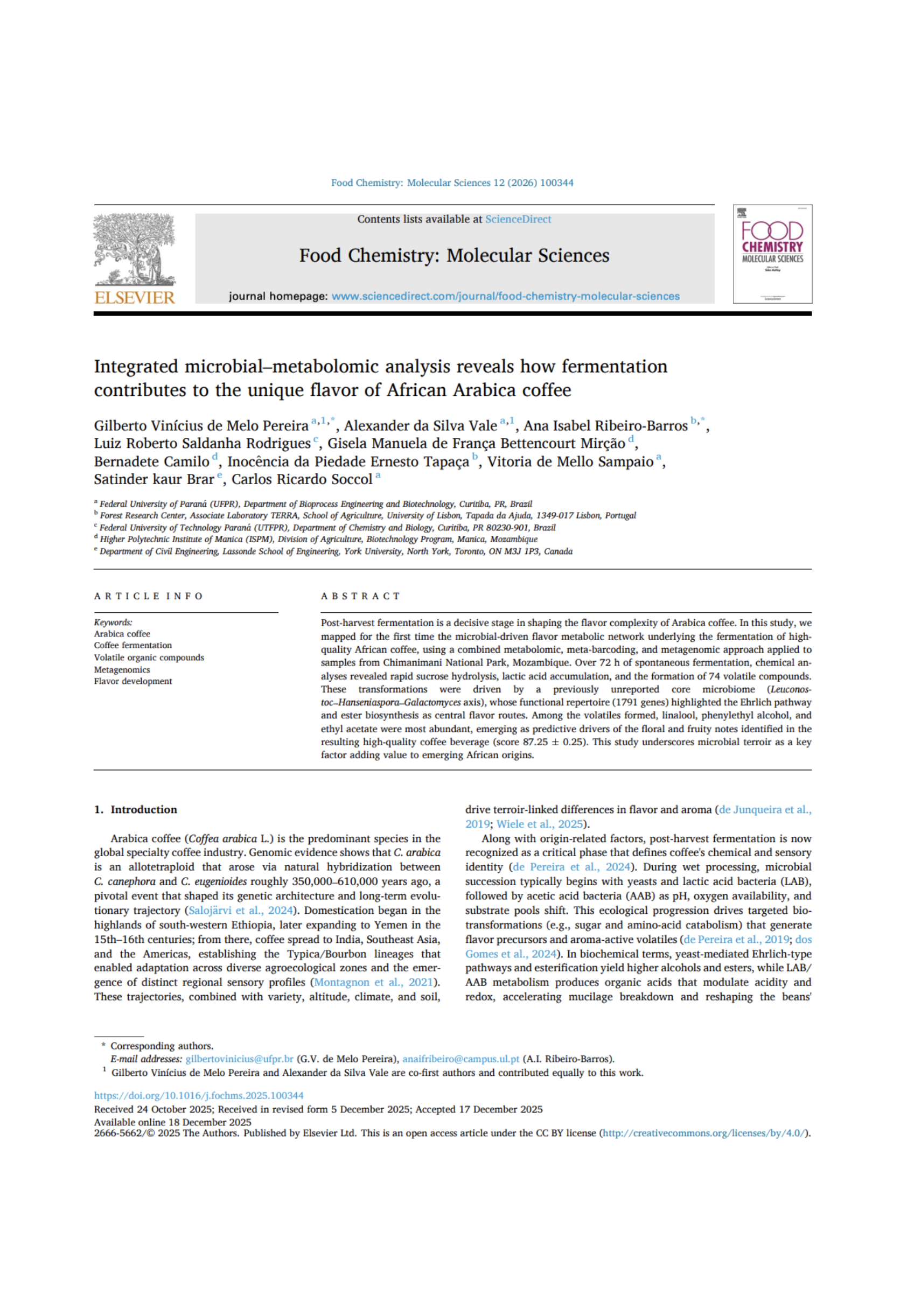 New study confirms the role of fermentation in the flavor of Arabica coffee!