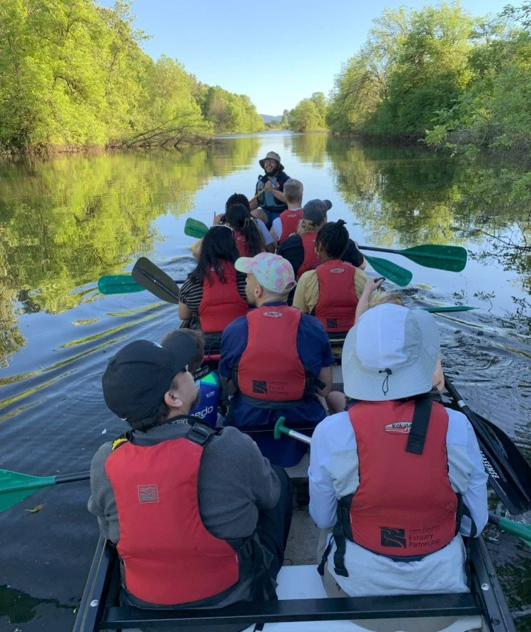 Vancouver Lake Evening Paddle with the Lower Columbia Estuary Partnership big orange canoes!