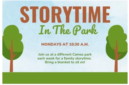 Camas Library Storytime in the Park series