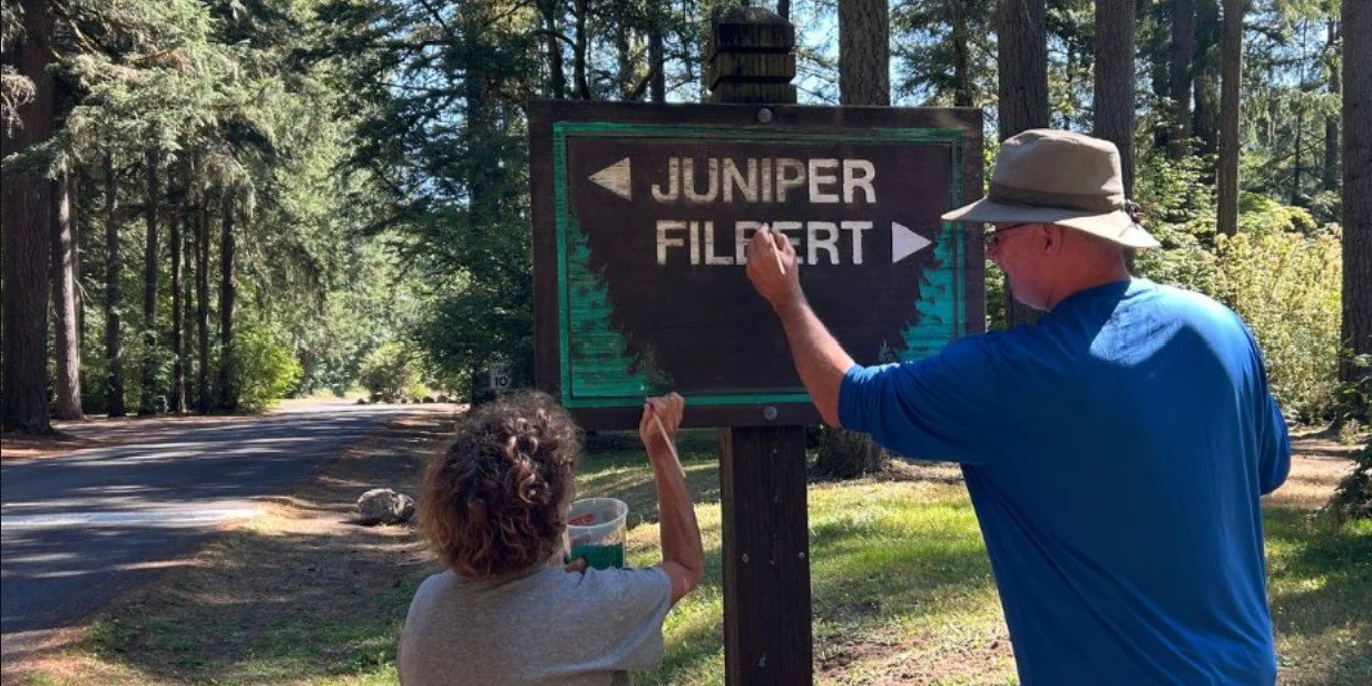 Volunteering - Paint park signs at Lewisville Park