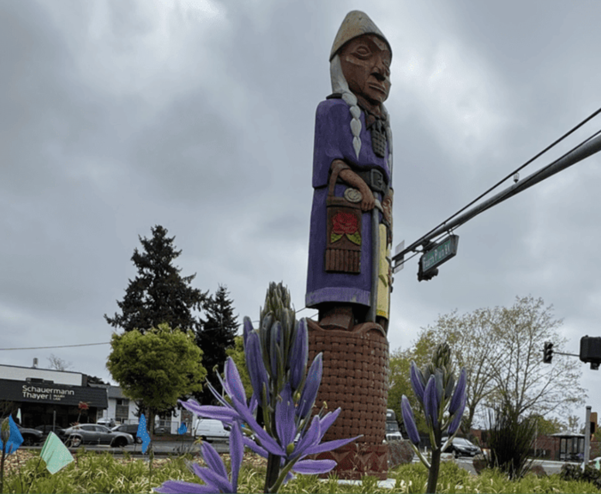Weed pulling event at Grandmother Camus pollinator garden