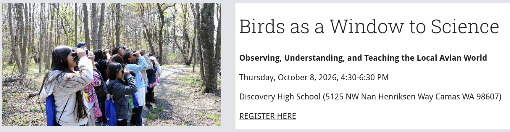Take Learning Outside - Session 1: Birds as a Window to Science