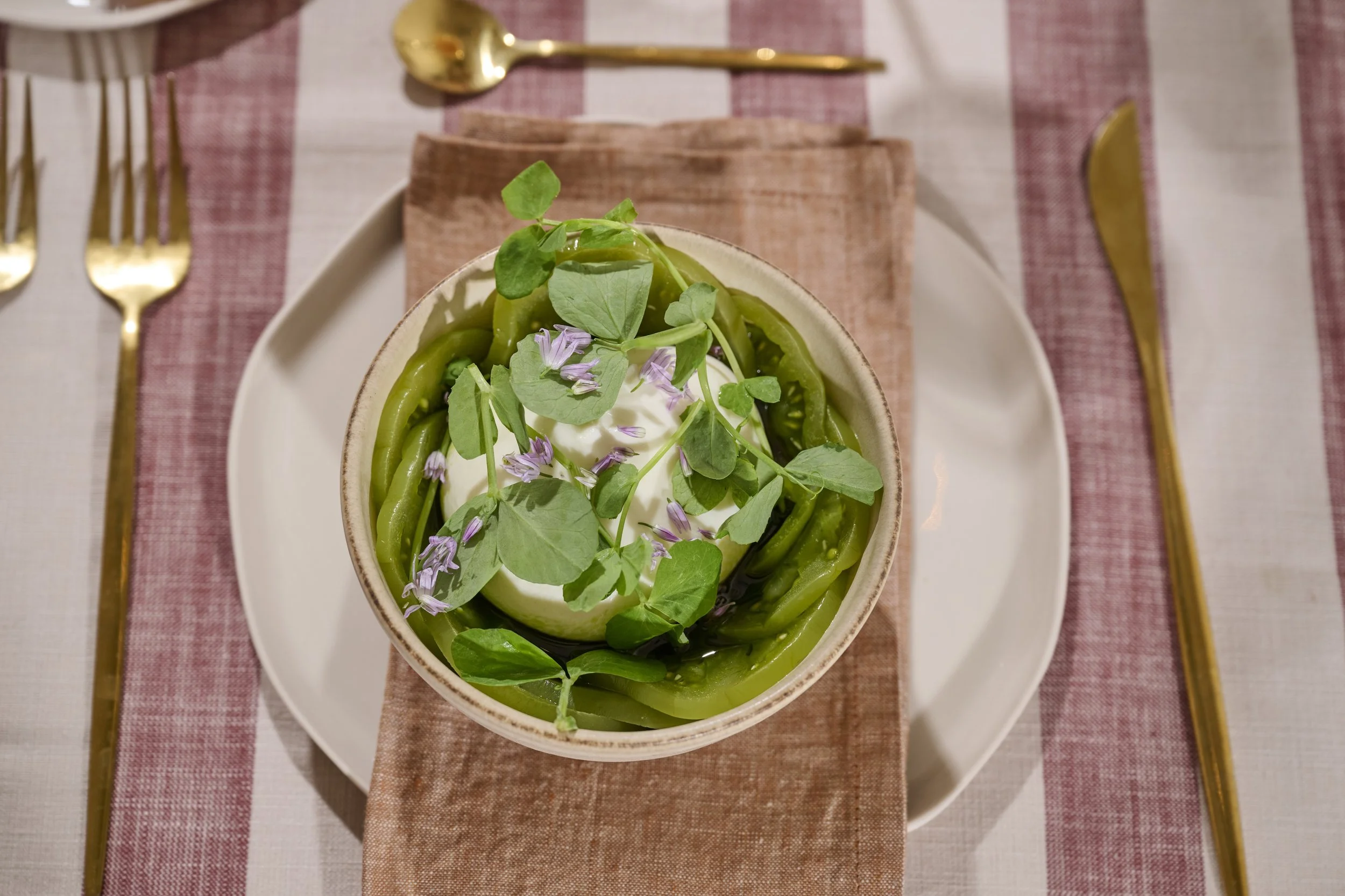 Burrata di Puglia with Pickled Green Tomatoes