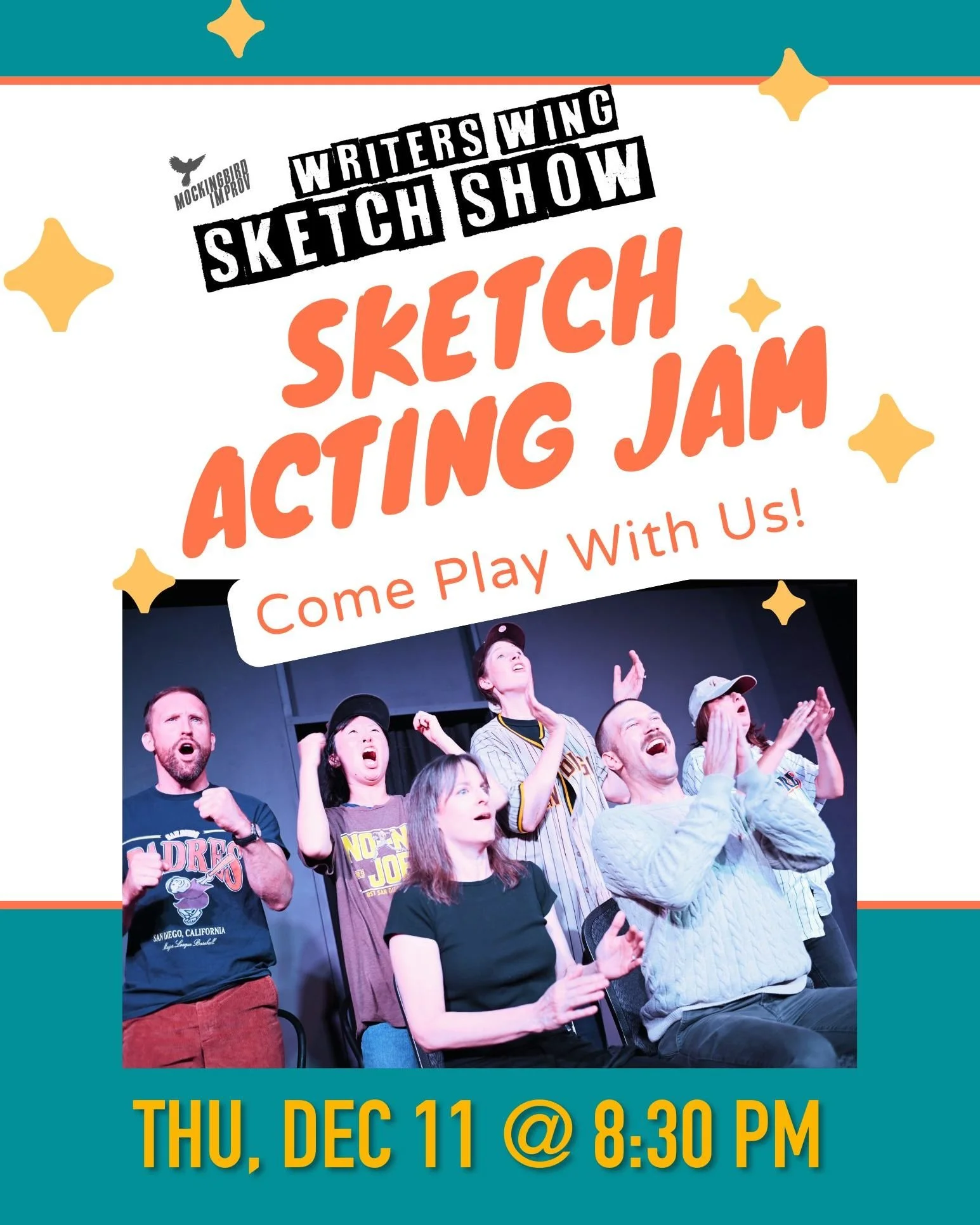 Once a month Writers Wing invites local actors to come read and play from original sketch comedy scripts. More fun than an audition - lots o' laughs, gets some acting time in and get cast in the next show! 

Just reserve a spot by emailing writerswin