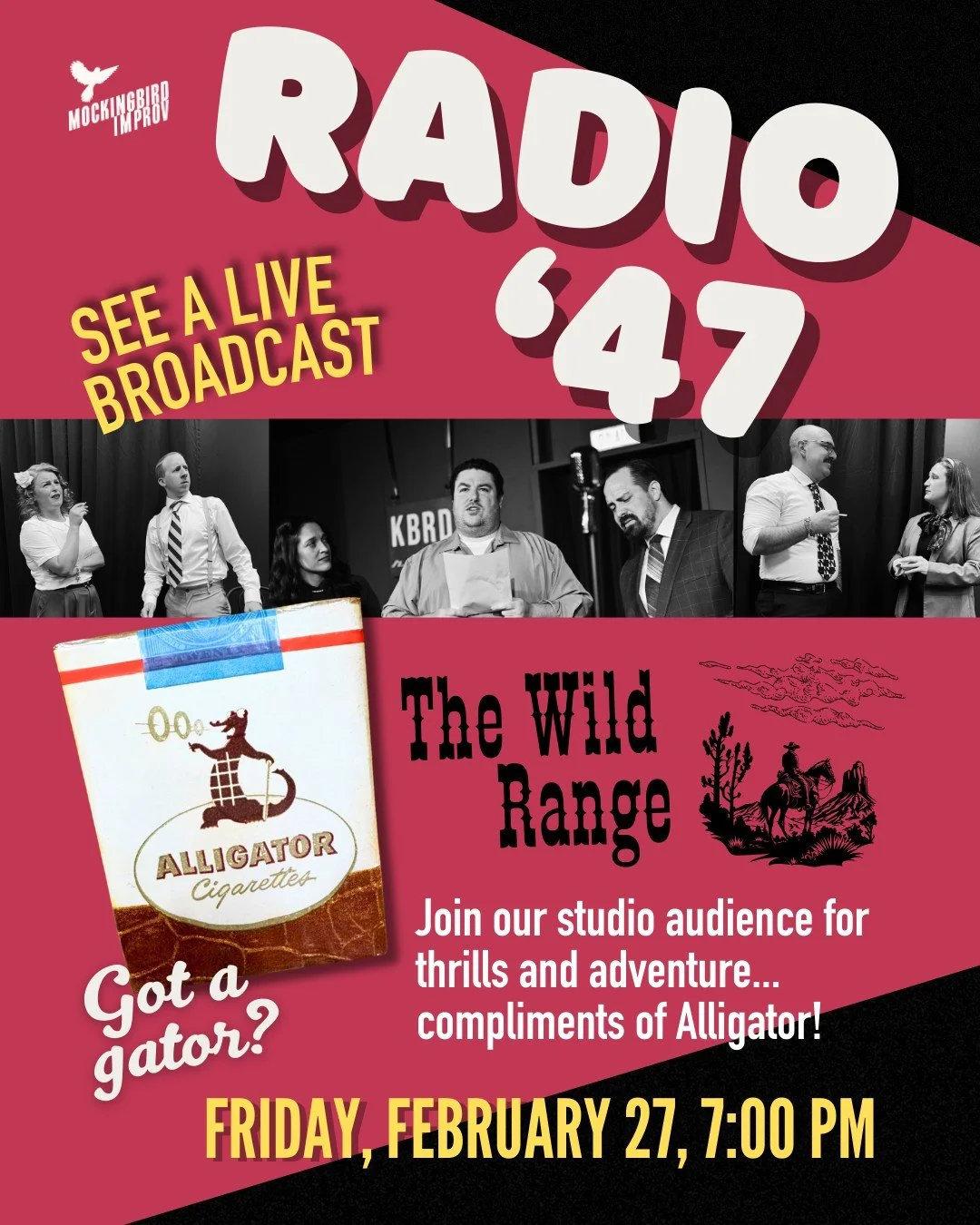 Tonight!
Tickets: https://www.mockingbirdimprov.org/tickets

#sandiegoimprov #oldtimeradio #otr #sandiegotheater #sandiegocomedy #livetheater #sandiegofridaynightfun #libertystationsandiego #ntcartsdistrictsandirgo #pointloma #midwaydistrict #downtow