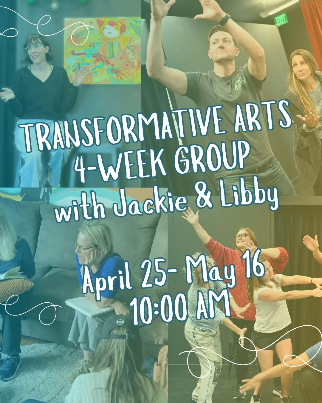 What even is this?

It's IMPROV taken further into other art practices. A group experience of tapping into your inner artist. It's not about perfection- its about expression and there are no mistakes! Move into Summer this year with a free sense of y