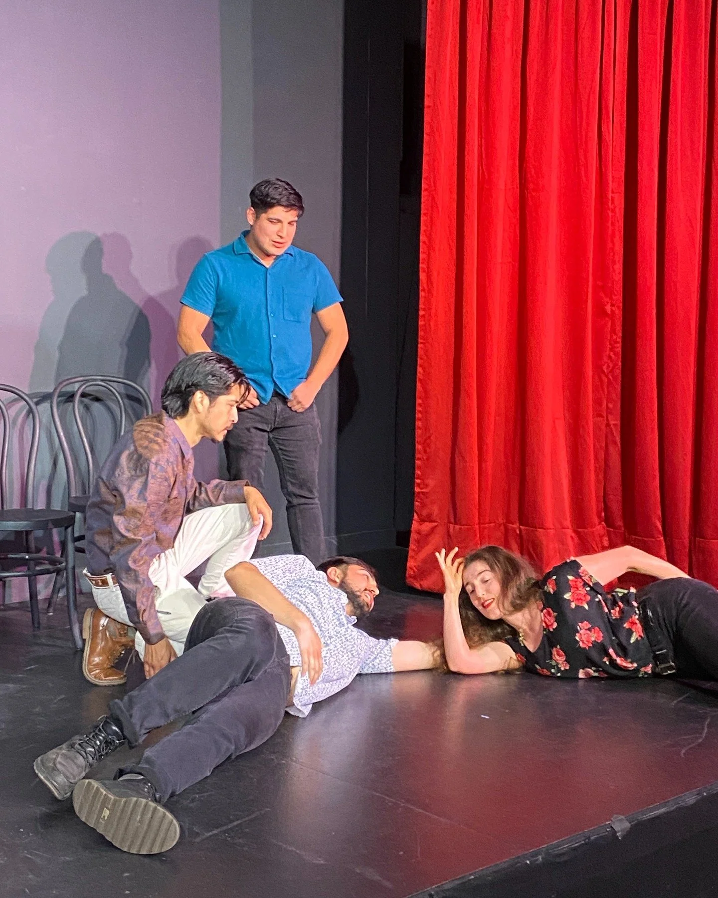 John, David, Aidan and Jackie of Telenovela cast demonstrating the difficult art of "floor improv" - Catch them every second and fourth Friday at 8:30!