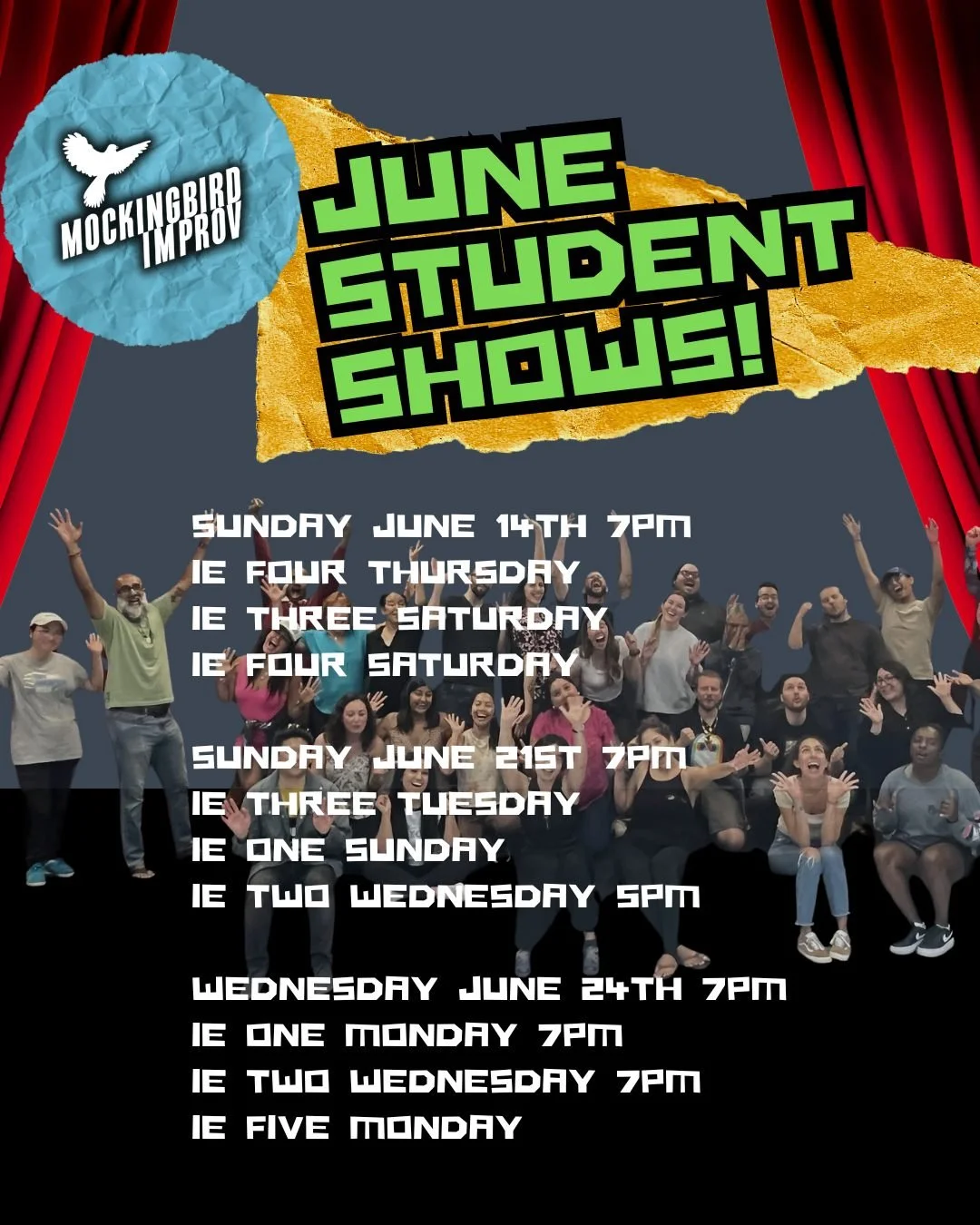 Support your local improv students! 👨🏿&zwj;🎓👨🏻&zwj;🎓👩🏼&zwj;🎓