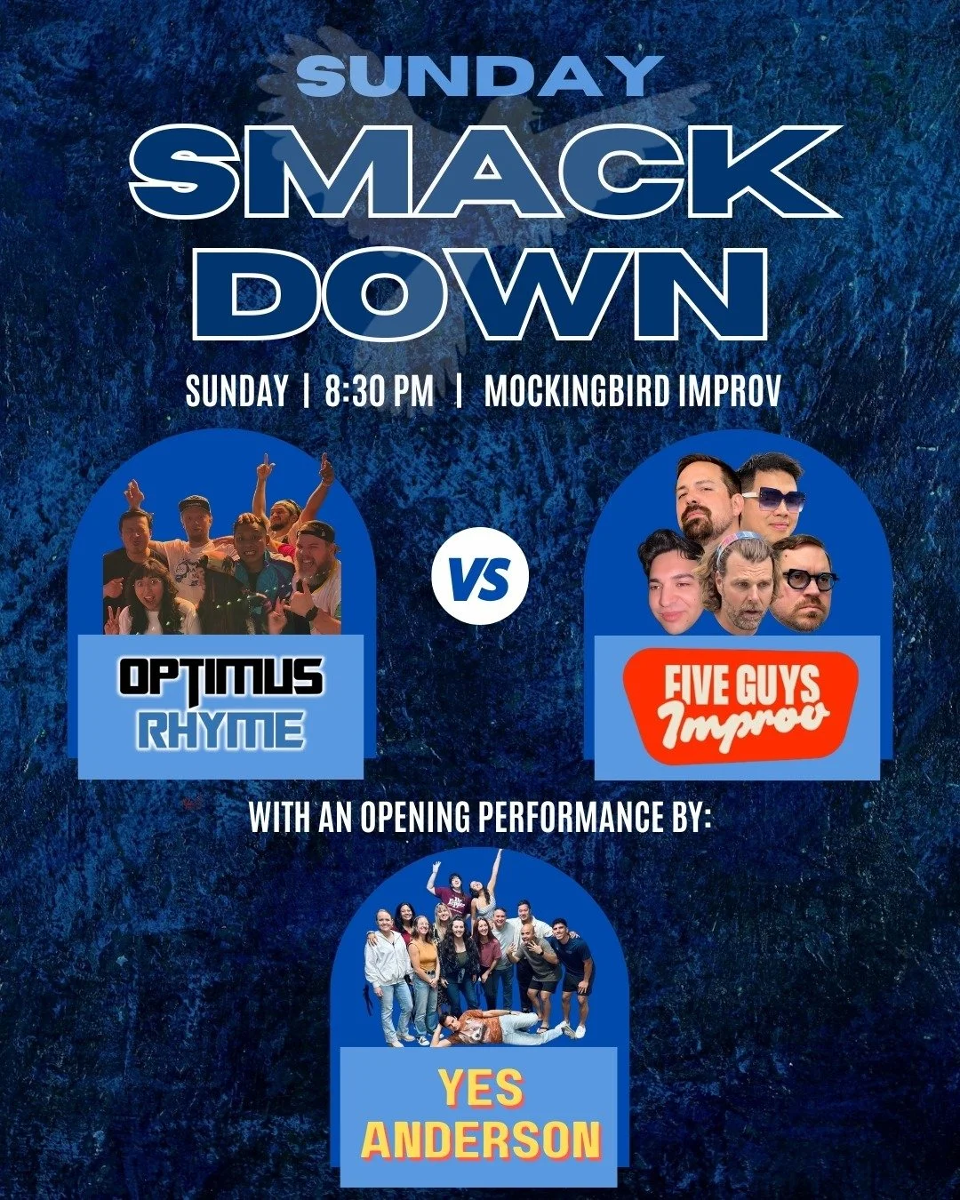Sunday Night at Mockingbird! Tix in link tree or at: https://www.mockingbirdimprov.org/tickets