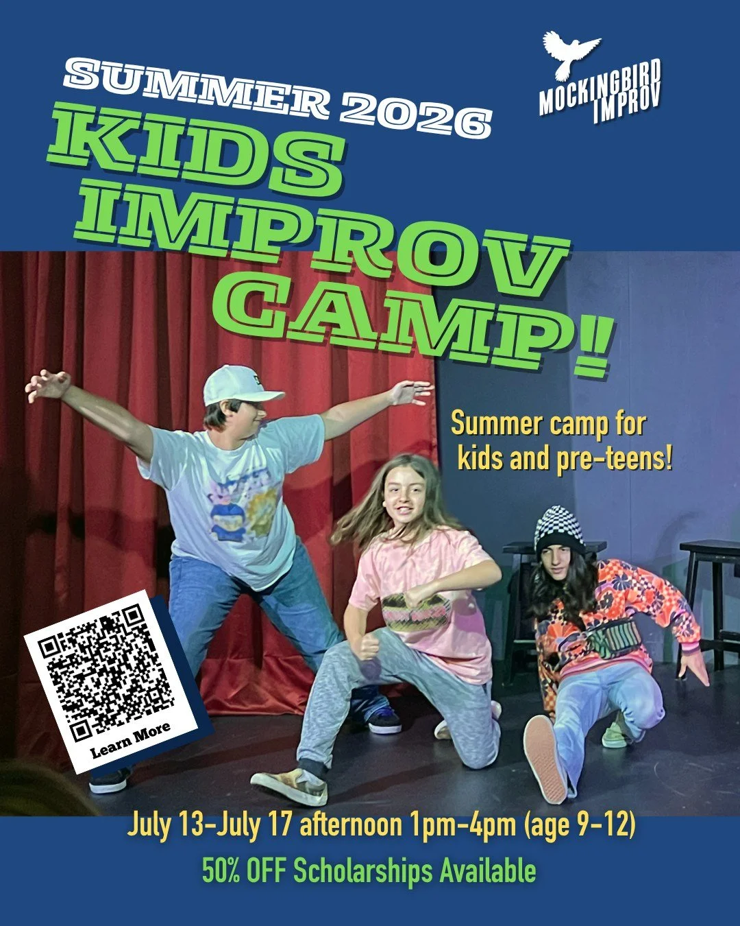 June session is now FULL.  July session still open... 🥰
50% Scholarships still available! 🎖️ LINK IN BIO -or- https://www.mockingbirdimprov.org/kids-improv-classes
#sandiegosummercamp #sandiegodaycamp #sandiegokids