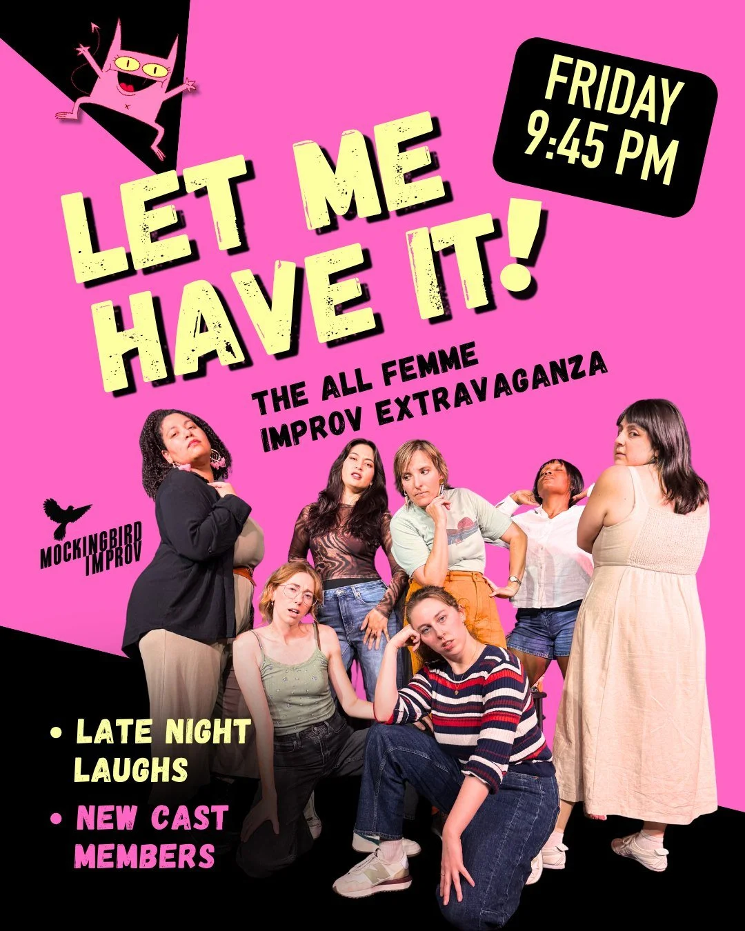 Warning: These gals use the whole stage- they practically fly! 🦅  High energy hilarious improv.  Get tix now or stick around tomorrow night for the FUN- introducing new players, Clair Kreger Boaz @claire_kb and Nicole  Weaver! Link in tree 🌳