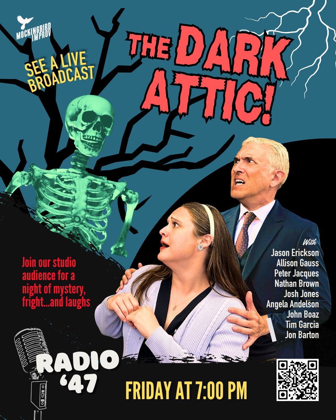 Join Radio '47 Friday at 7:00 PM for the latest episode of The Dark Attic...station KBRD's super scary sound soiree! ALL AGES  Tickets: in link tree
#libertystationsandiego #libertystation #oldtimeradiofans #familyfriendlyfun #scarybutfunny #nineteen