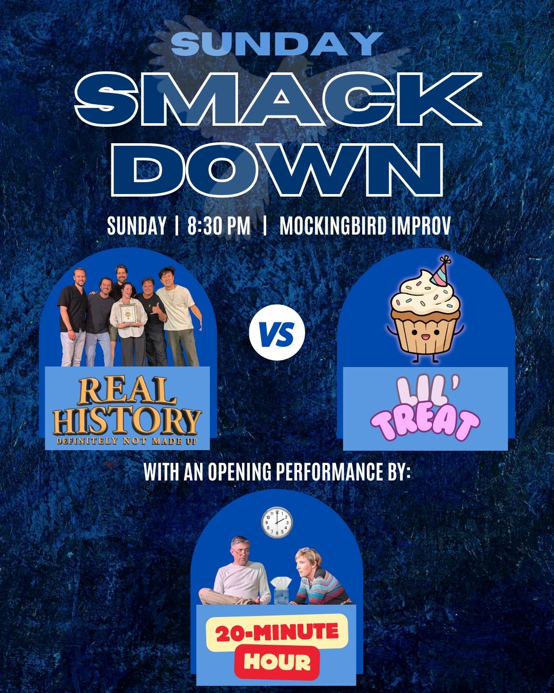 💥 SUNDAY SUNDAY SUNDAY 💥  at Mockingbird Improv! 💥 
It's therapy, history and sugar! Come root for your team!
Ticket 🎟  link in tree 🌳 

#improv #sandiegoimprov #competetiveimprov #improvsmackdown