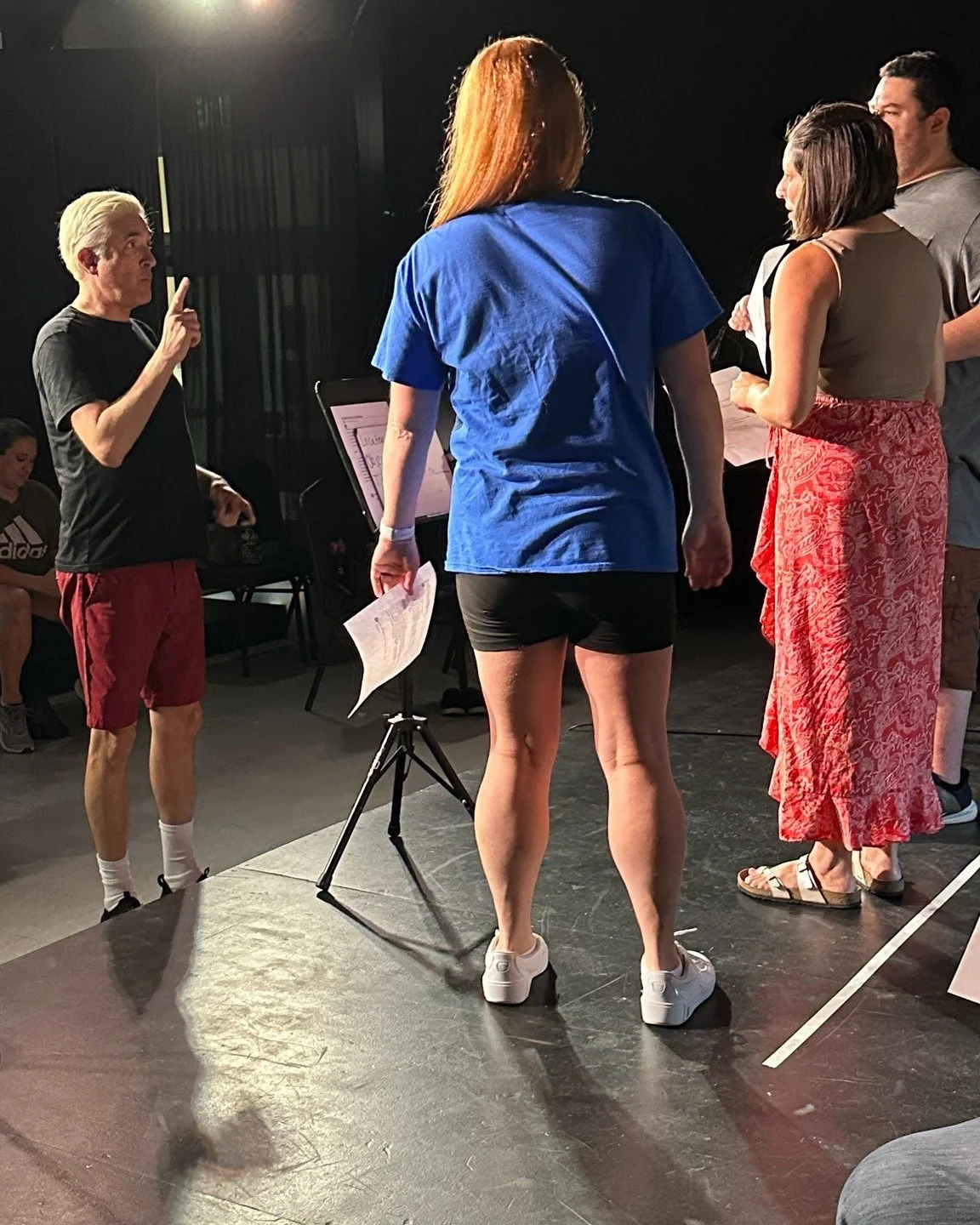Behind the scenes at a Radio '47 rehearsal. 📻 
Next show Friday July 24 at 7:00 PM. Tickets at link in tree 🎟 🎫  @kbrd_radio47, #oldtimeradio, #sandiegoimprov, #sandiegofridayfun #artsdistrictlibertystation