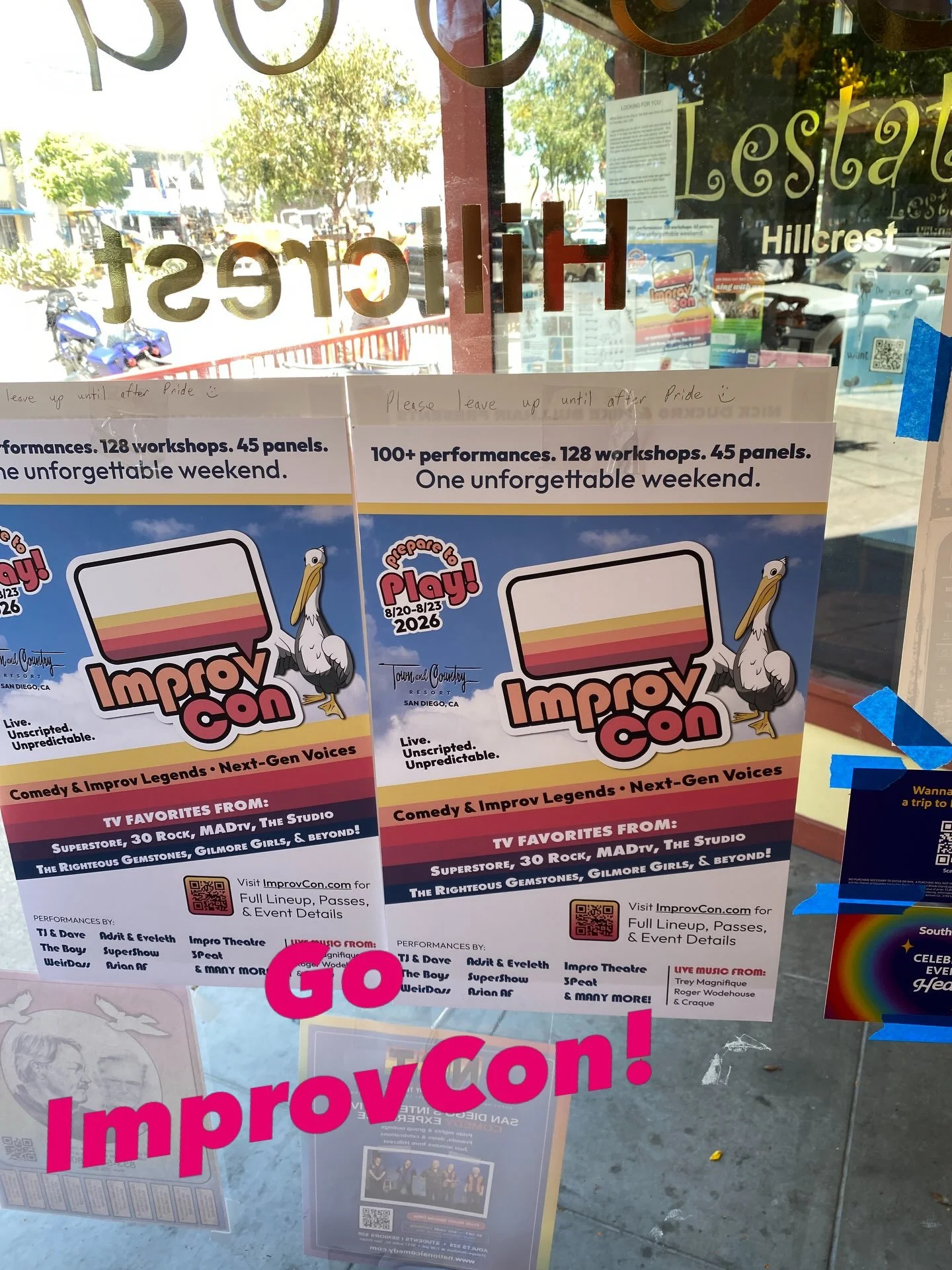 This is some pro postering!! My coffee shop is covered. @improvcon